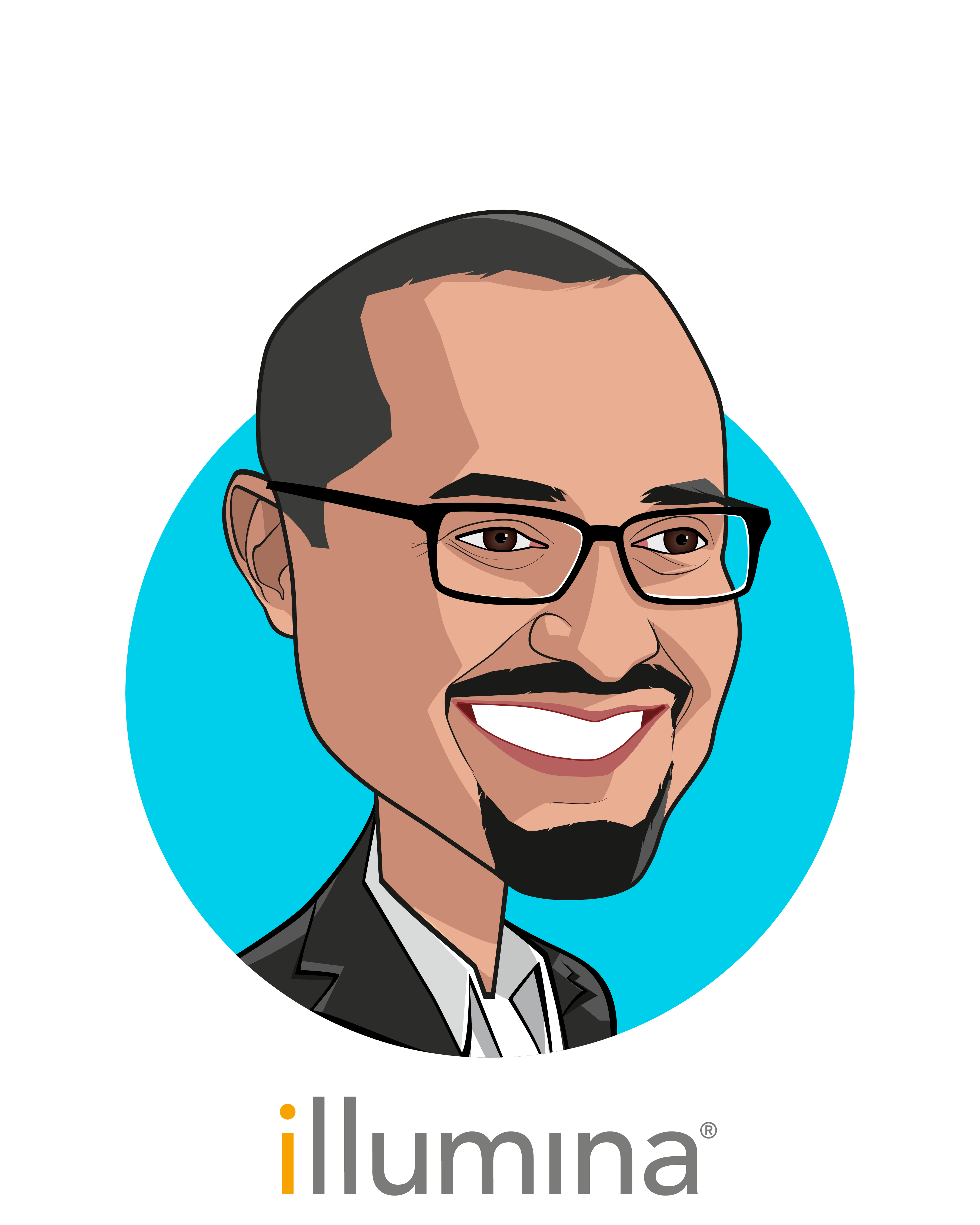 Main caricature of Francis deSouza, who is speaking at HLTH and is President & CEO at Illumina
