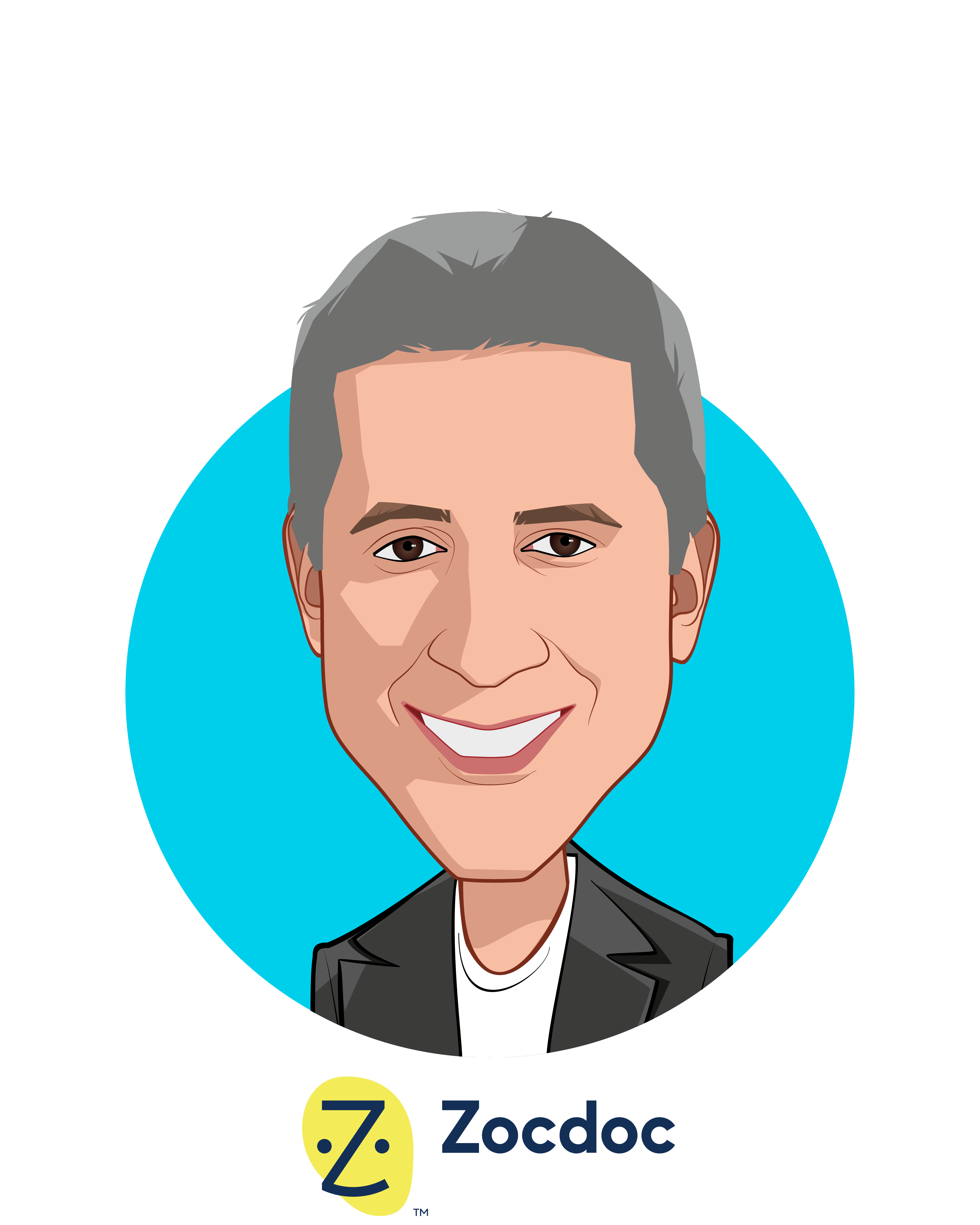 Main caricature of Dr. Oliver Kharraz, who is speaking at HLTH and is CEO and Founder at Zocdoc