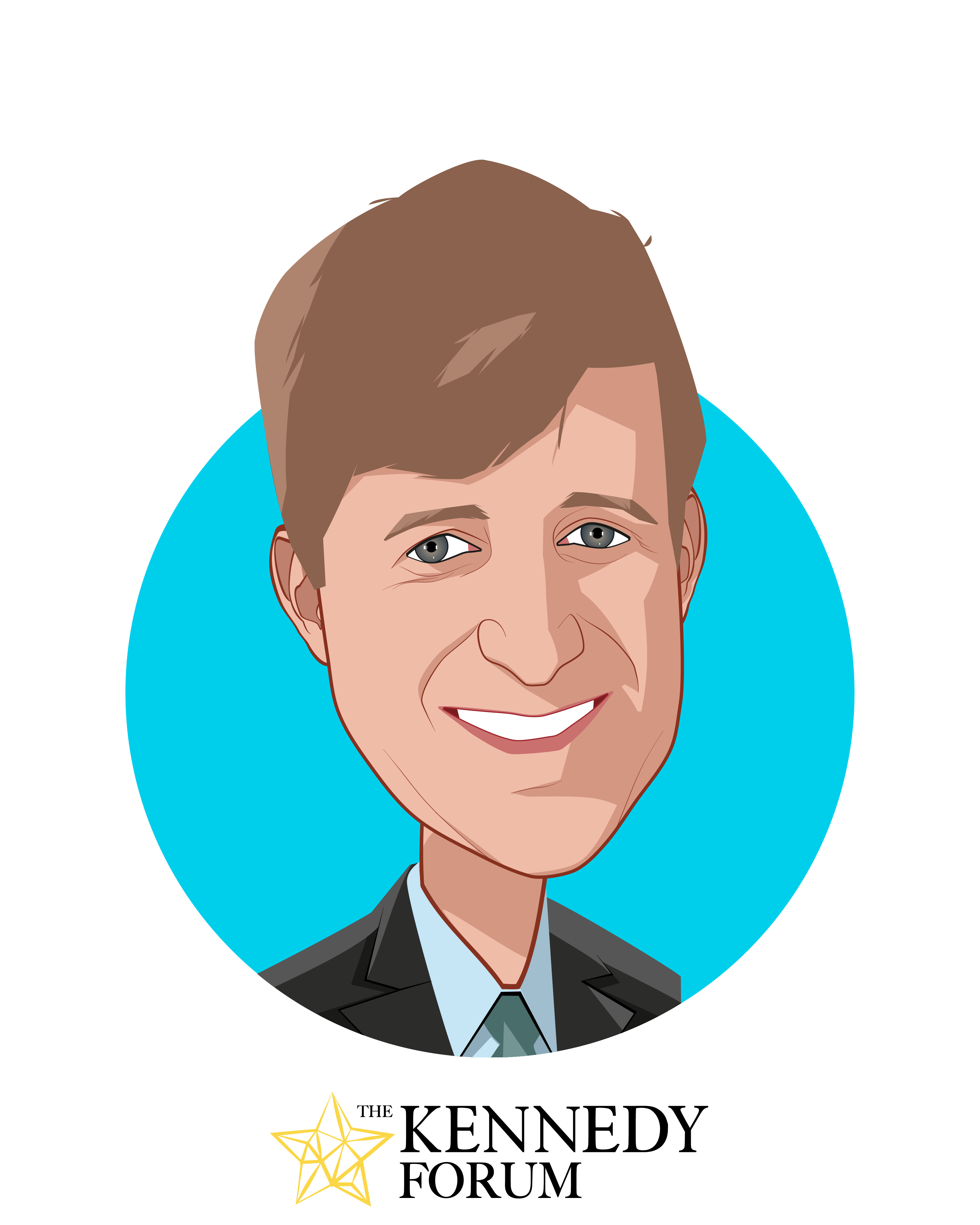 Main caricature of Patrick J. Kennedy, who is speaking at HLTH and is Former U.S. Representative, RI; Co-Founder, One Mind, and Founder, Kennedy Forum at Kennedy Forum