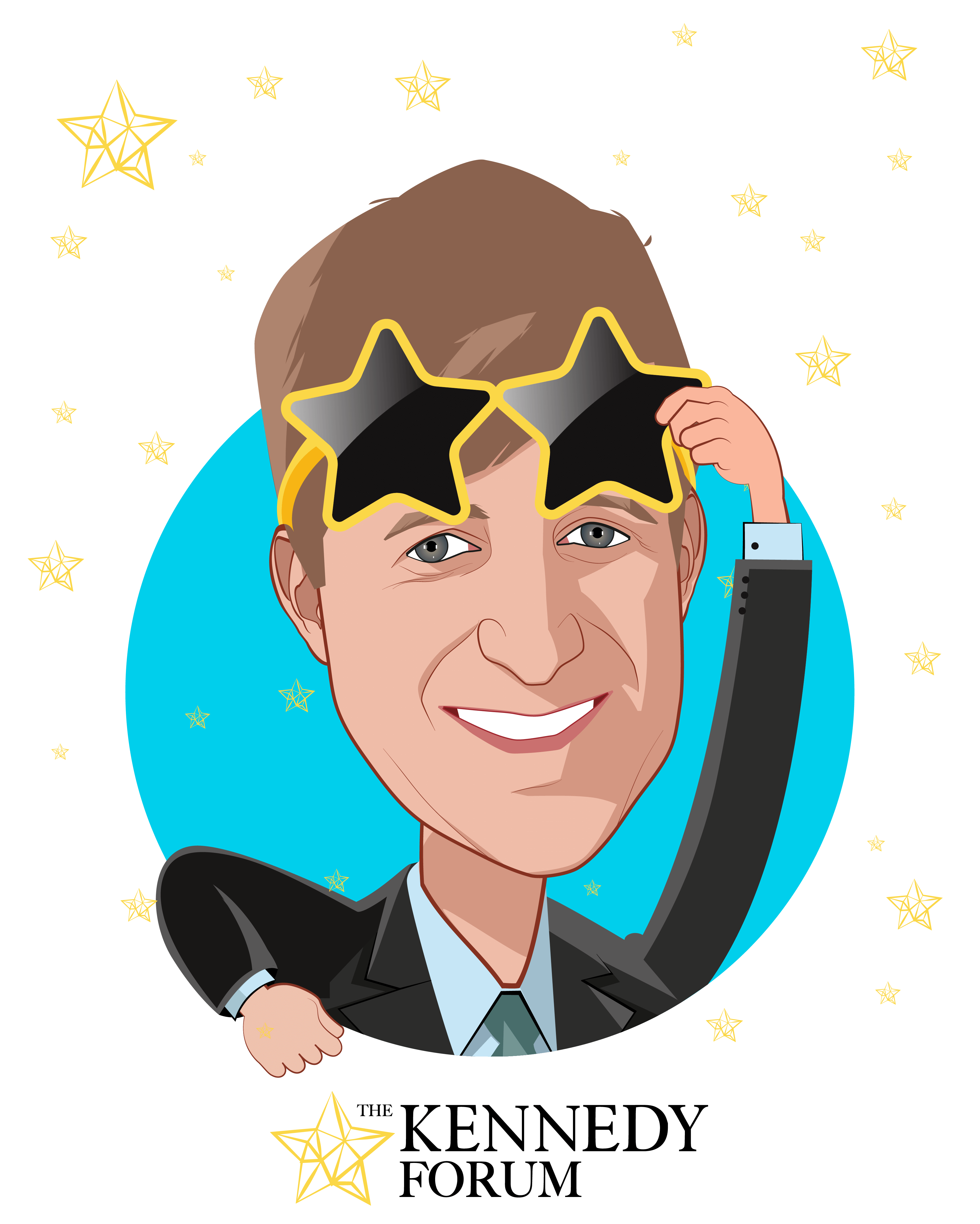 Overlay caricature of Patrick J. Kennedy, who is speaking at HLTH and is Former U.S. Representative, RI; Co-Founder, One Mind, and Founder, Kennedy Forum at Kennedy Forum