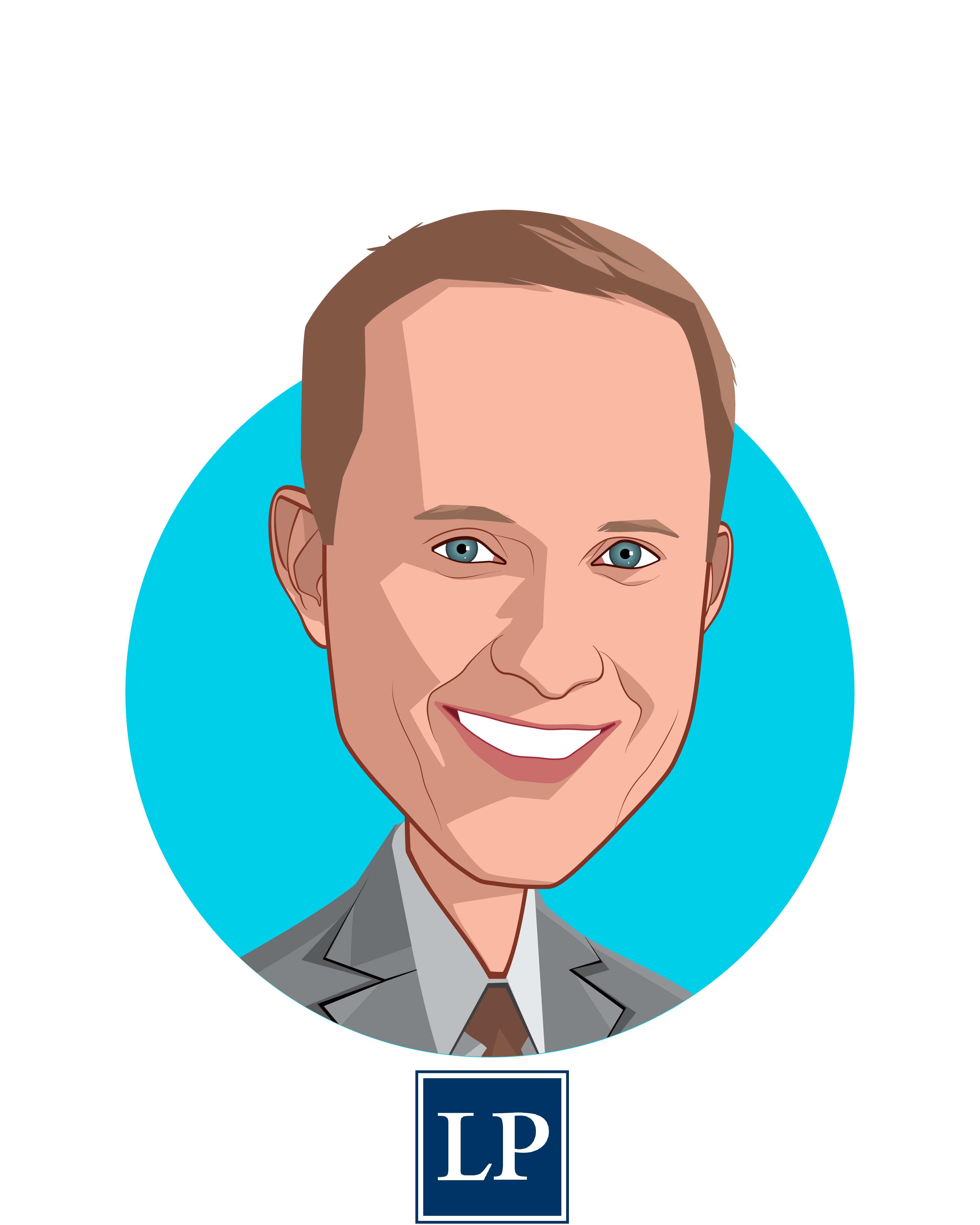 Main caricature of David Muhlestein, who is speaking at HLTH and is Chief Research Officer at Leavitt Partners