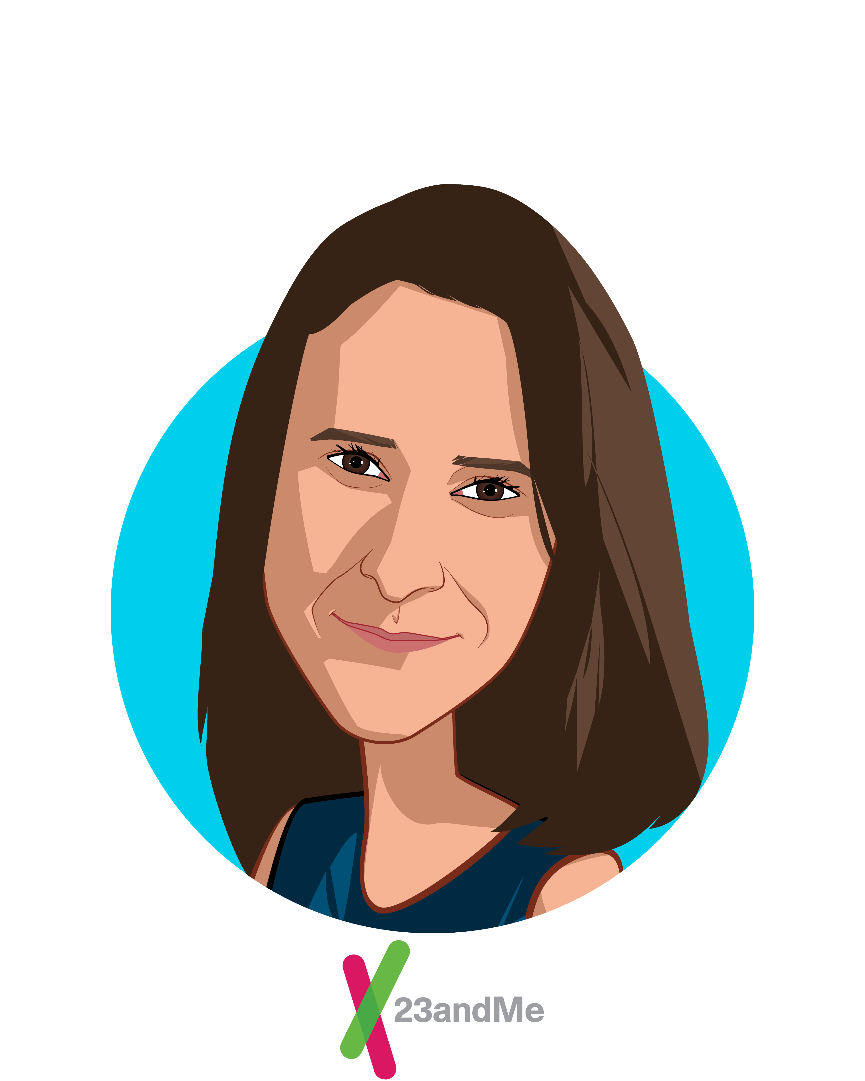 Main caricature of Anne Wojcicki, who is speaking at HLTH and is CEO and Co-Founder at 23andMe