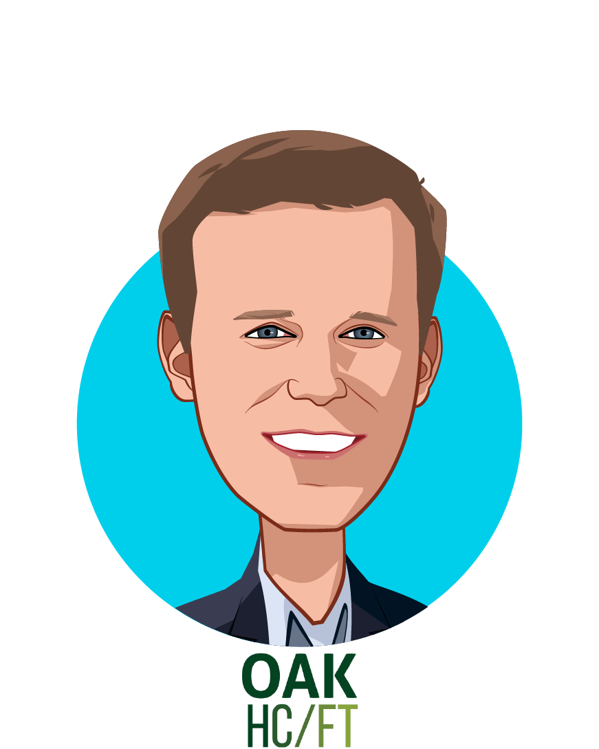 Main caricature of Andrew Adams, who is speaking at HLTH and is Co-Founder & Managing Partner at Oak HC/FT