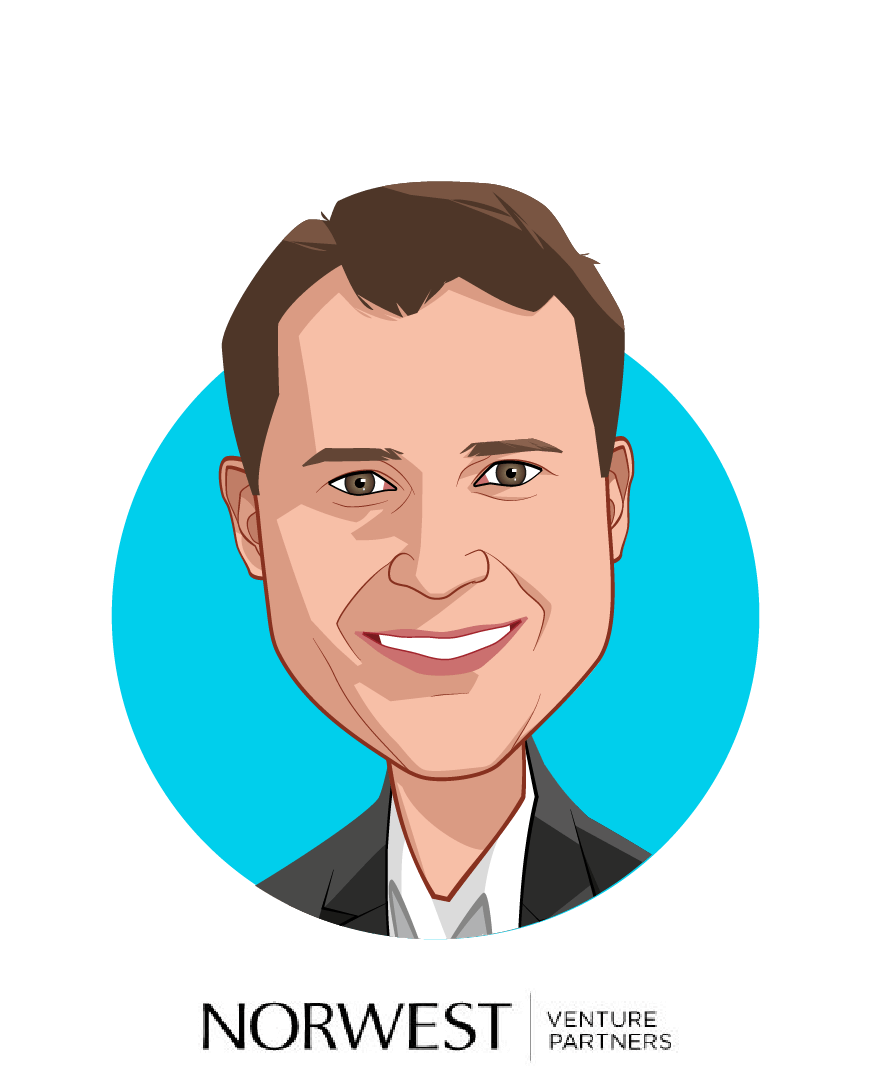 Main caricature of Robert Mittendorff, MD, who is speaking at HLTH and is Partner at Norwest Venture Partners