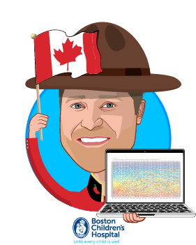 Overlay caricature of John Brownstein, who is speaking at HLTH and is Chief Innovation Officer at Boston Children's Hospital