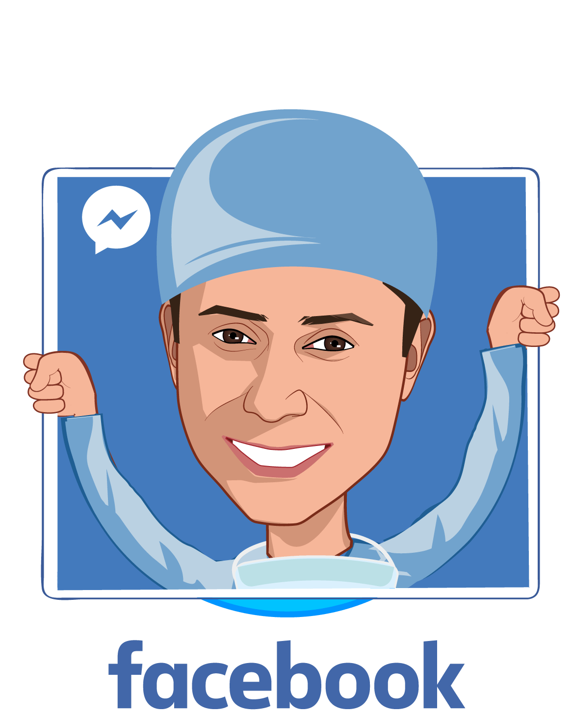 Overlay caricature of Freddy Abnousi, MD, MBA, MSc., who is speaking at HLTH and is Head of Healthcare, Research at Facebook