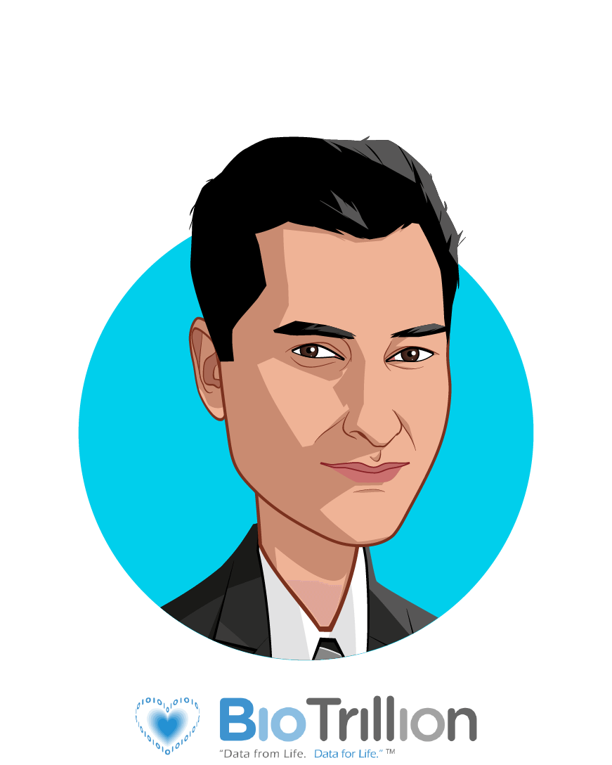 Main caricature of Savan Devani, who is speaking at HLTH and is Founder & CEO at BioTrillion, Inc.