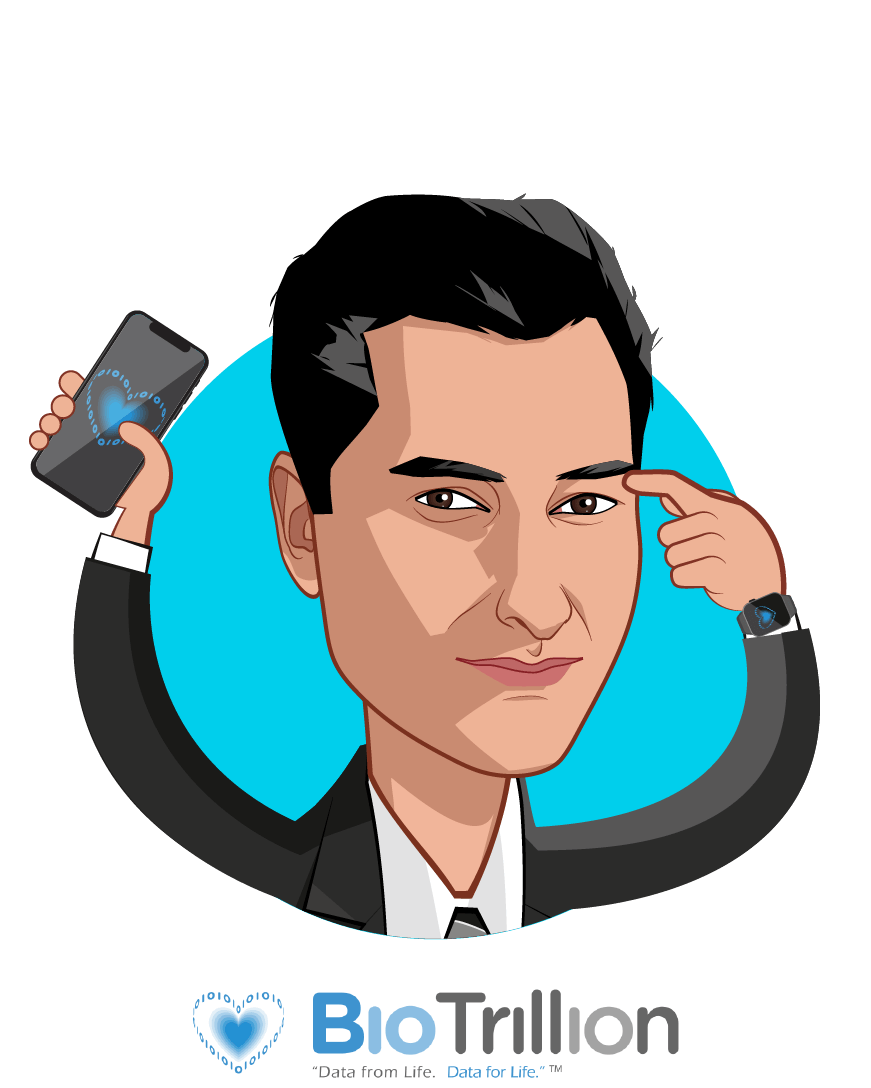 Overlay caricature of Savan Devani, who is speaking at HLTH and is Founder & CEO at BioTrillion, Inc.