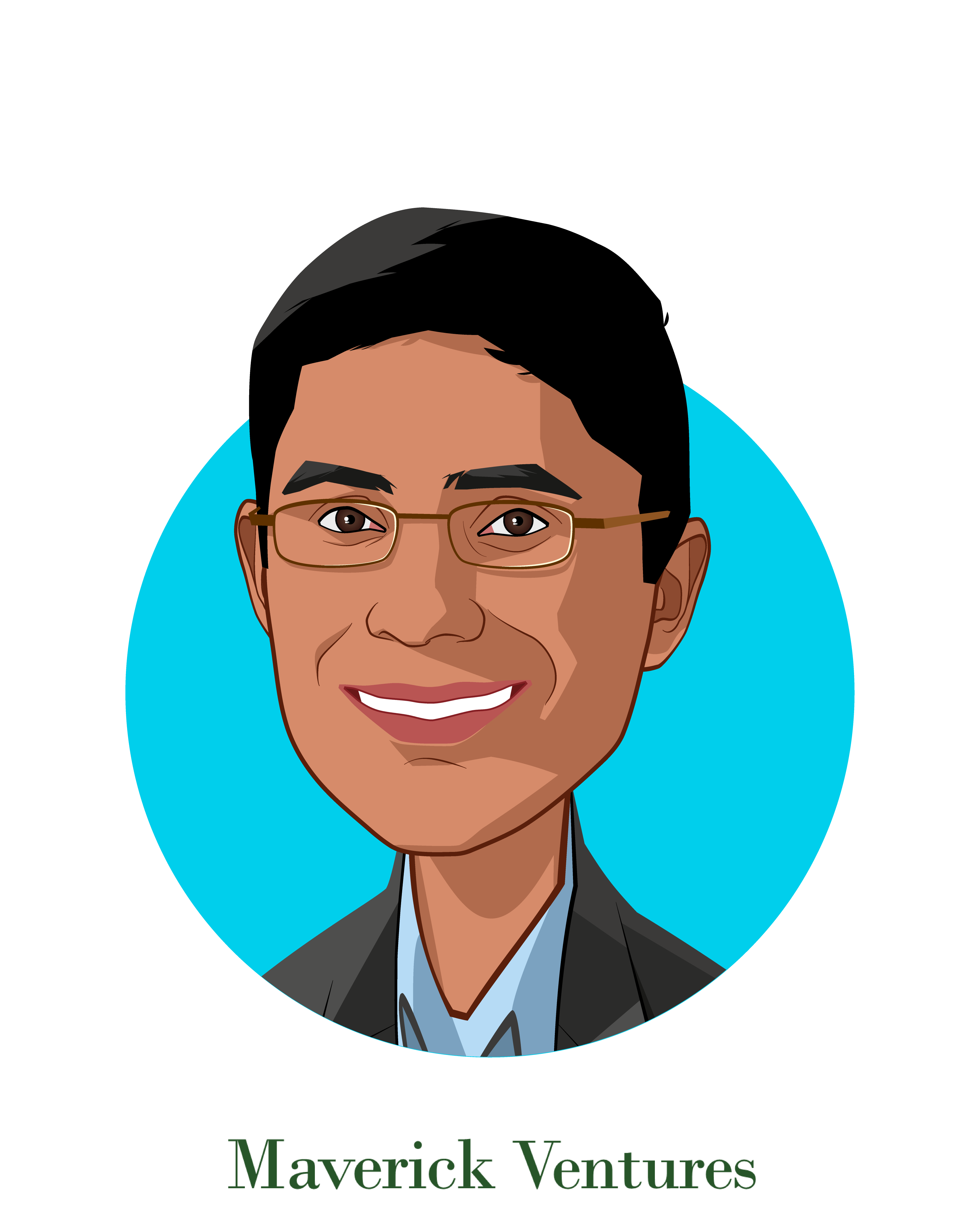 Main caricature of Ambar Bhattacharyya, who is speaking at HLTH and is Managing Director  at Maverick Ventures