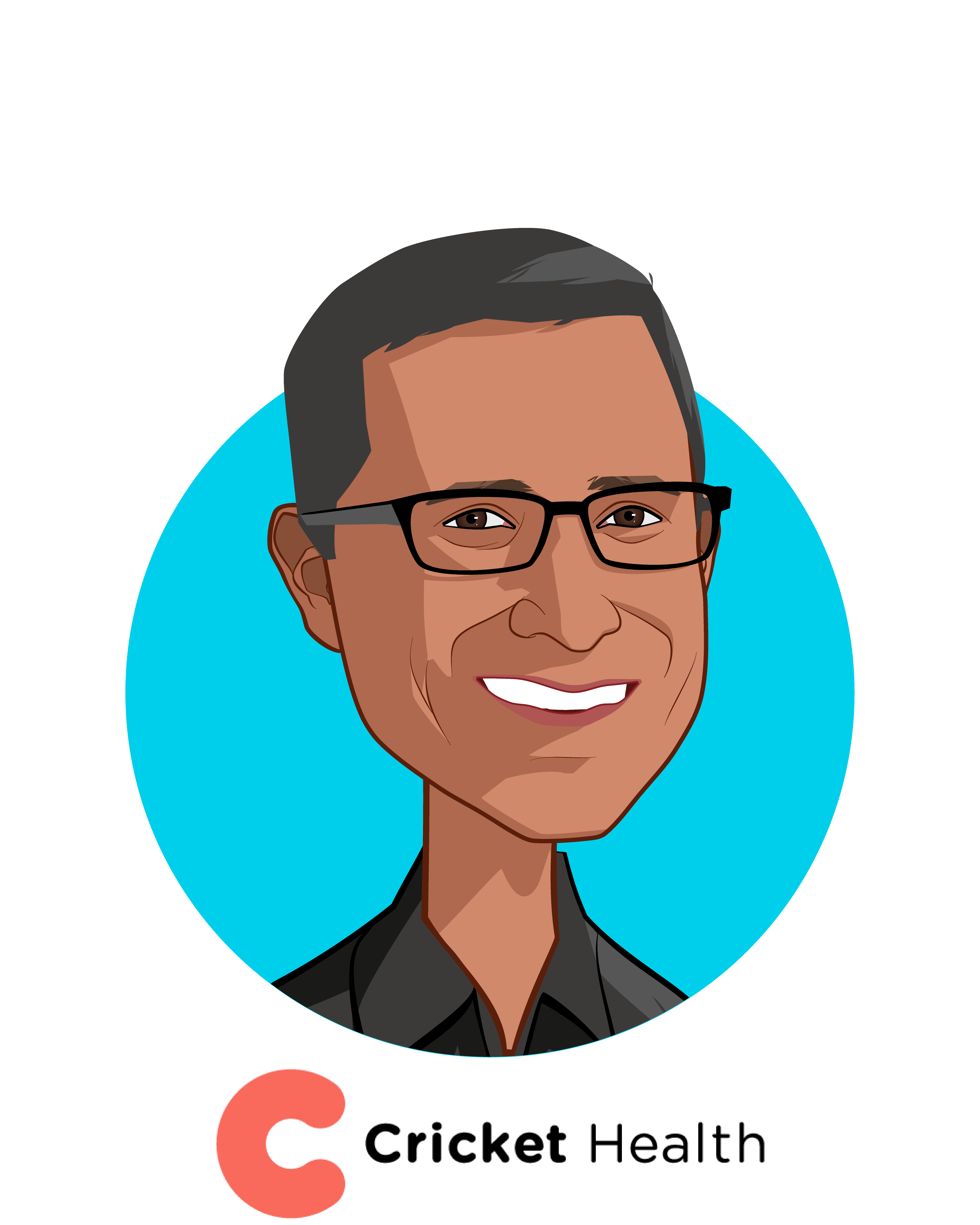 Main caricature of Arvind Rajan, who is speaking at HLTH and is Co-Founder and CEO at Cricket Health