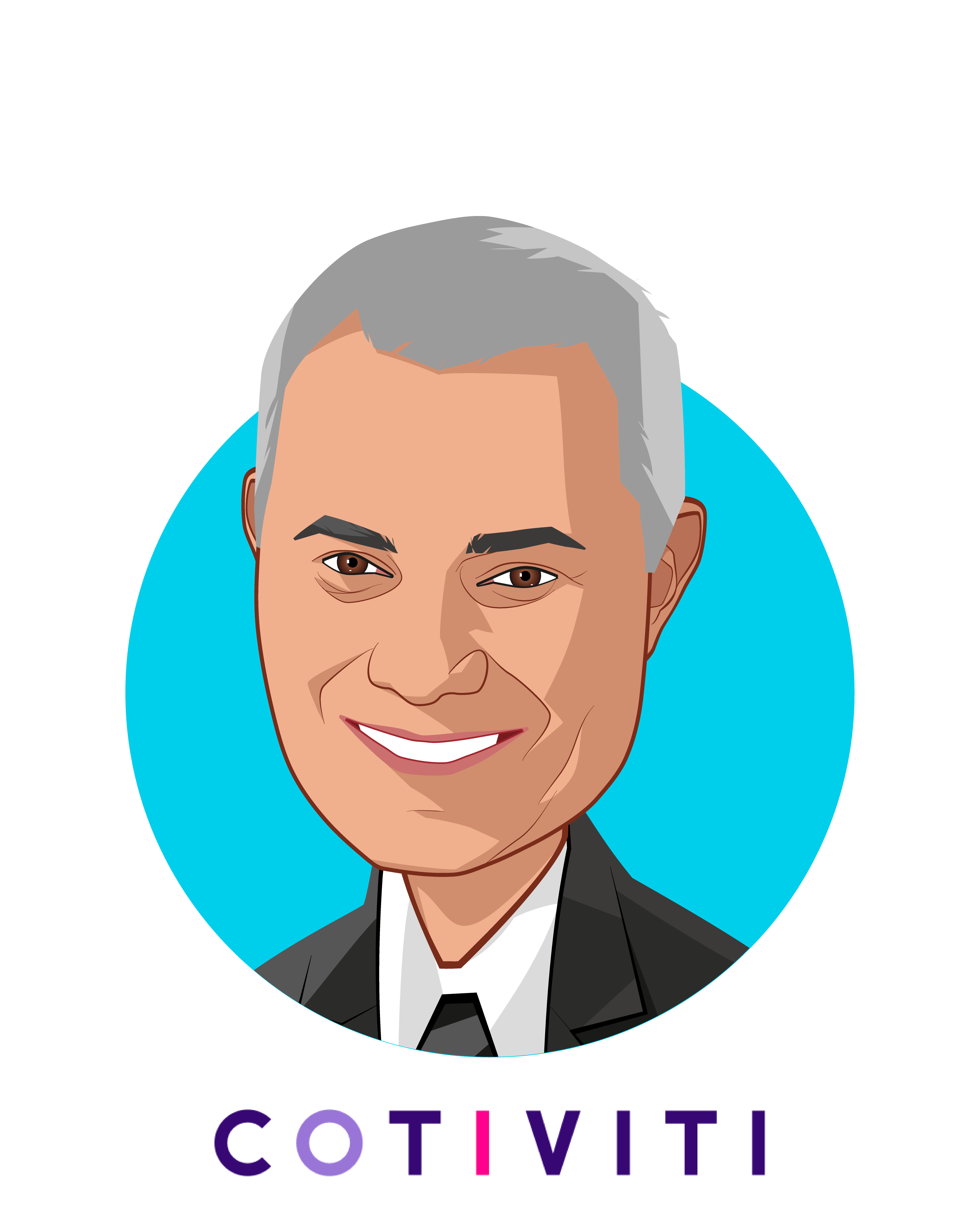 Main caricature of Emad Rizk, M.D., who is speaking at HLTH and is President and Chief Executive Officer at Cotiviti