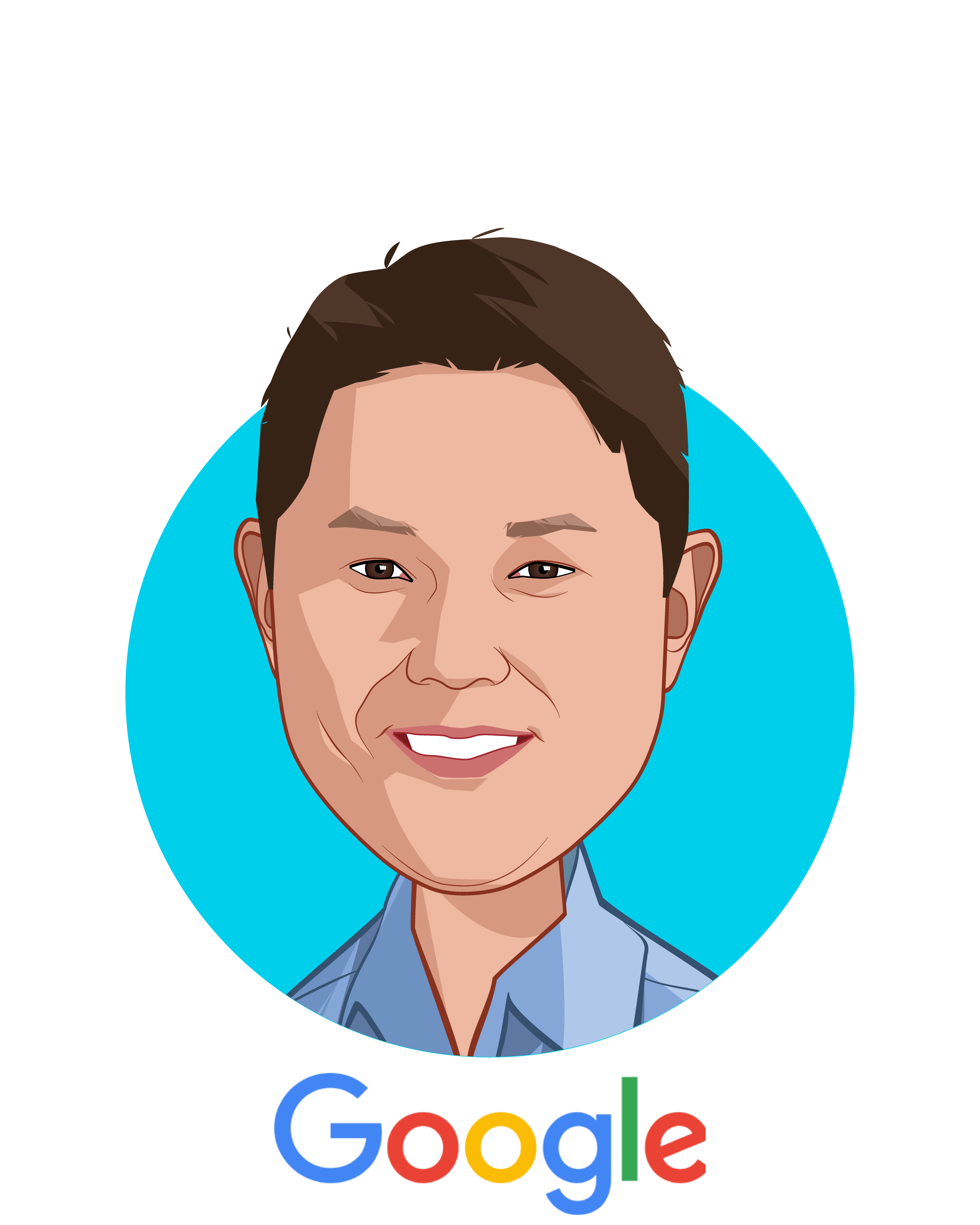 Main caricature of Dr. Henry Wei, who is speaking at HLTH and is Medical Director at Google