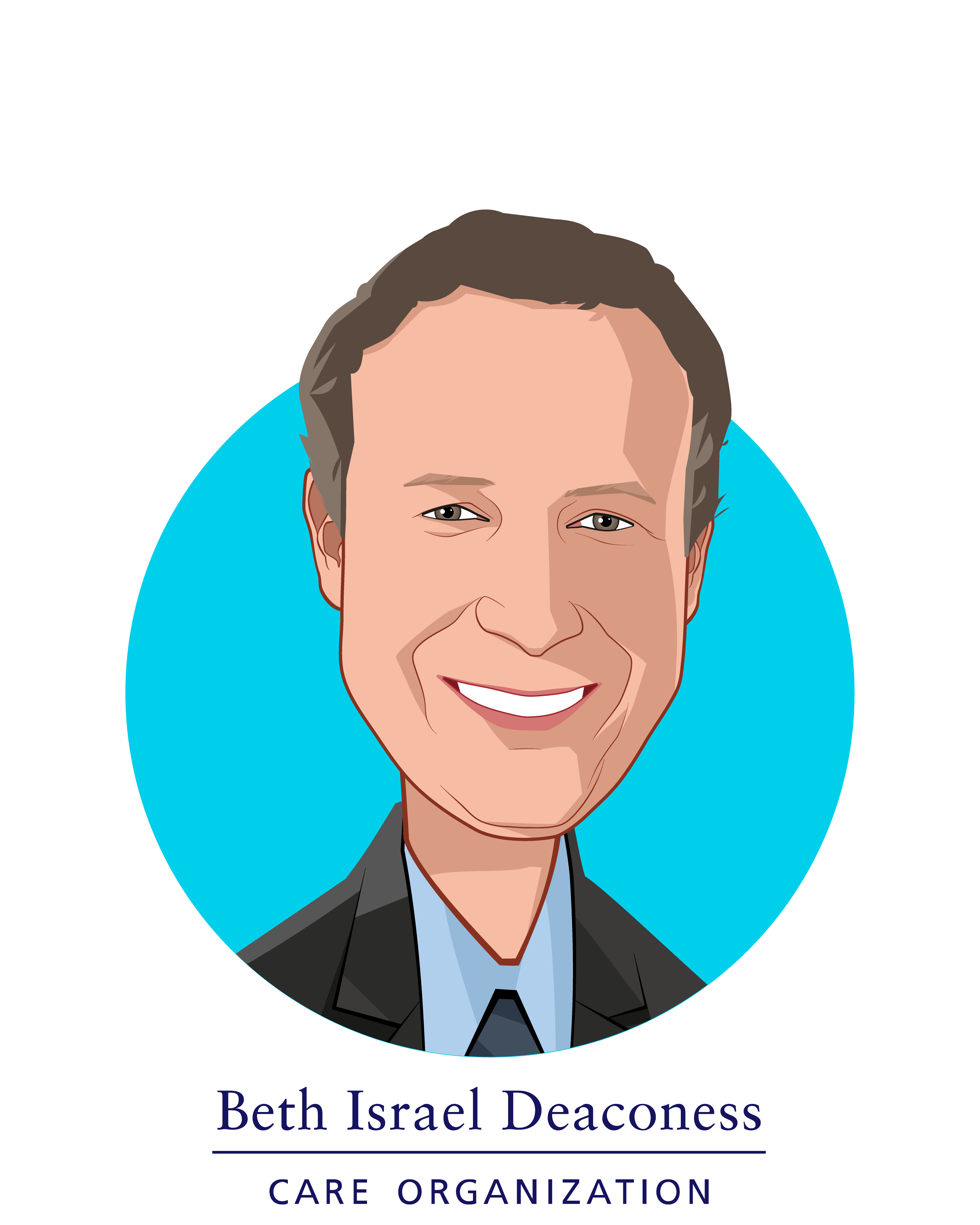 Main caricature of Jeffrey Hulburt, who is speaking at HLTH and is Chief Business Officer at Beth Israel Lahey Performance Network