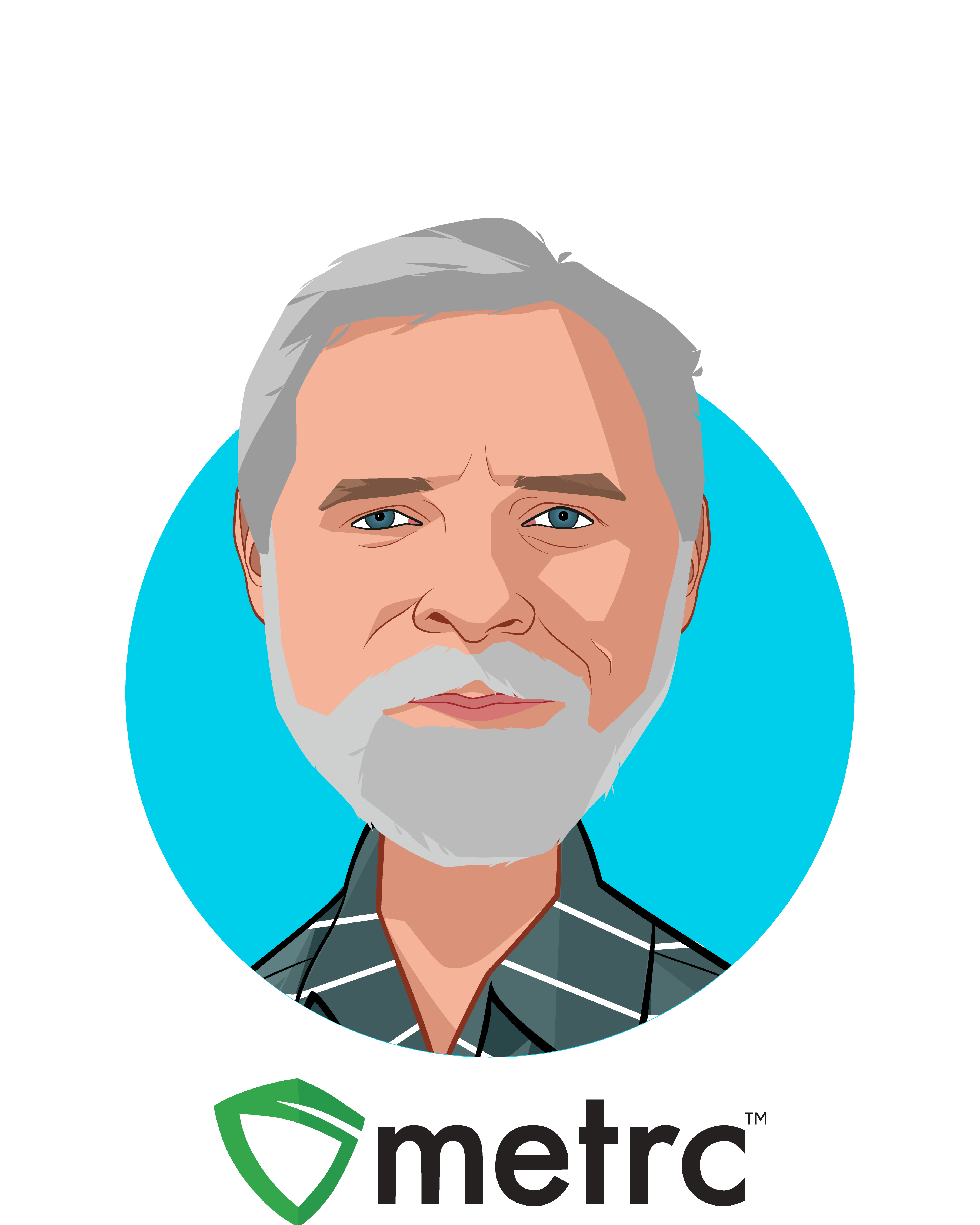 Main caricature of Jeff Wells, who is speaking at HLTH and is President and CEO  at Metrc