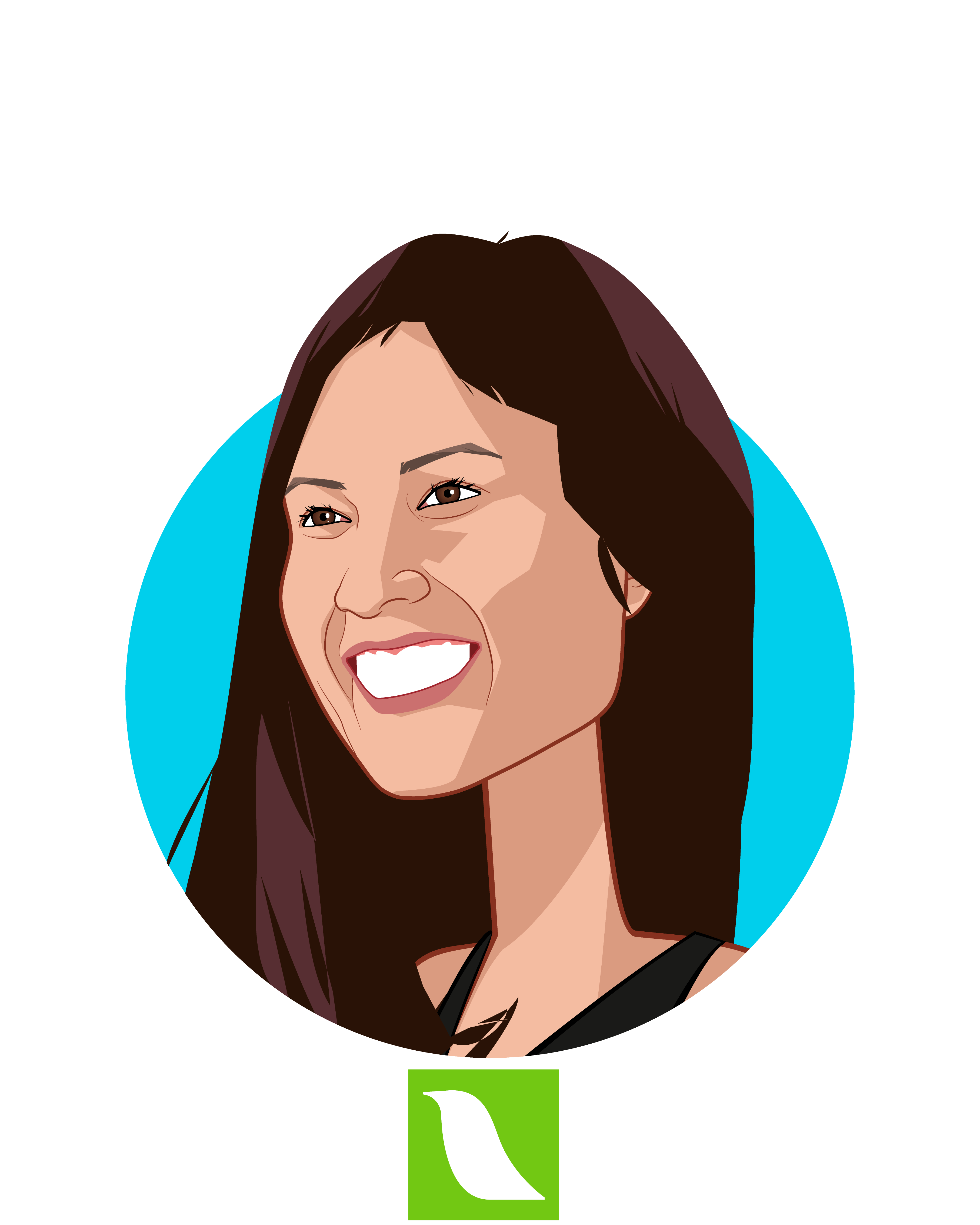 Main caricature of Julia Hu, who is speaking at HLTH and is CEO and Cofounder at Lark Health