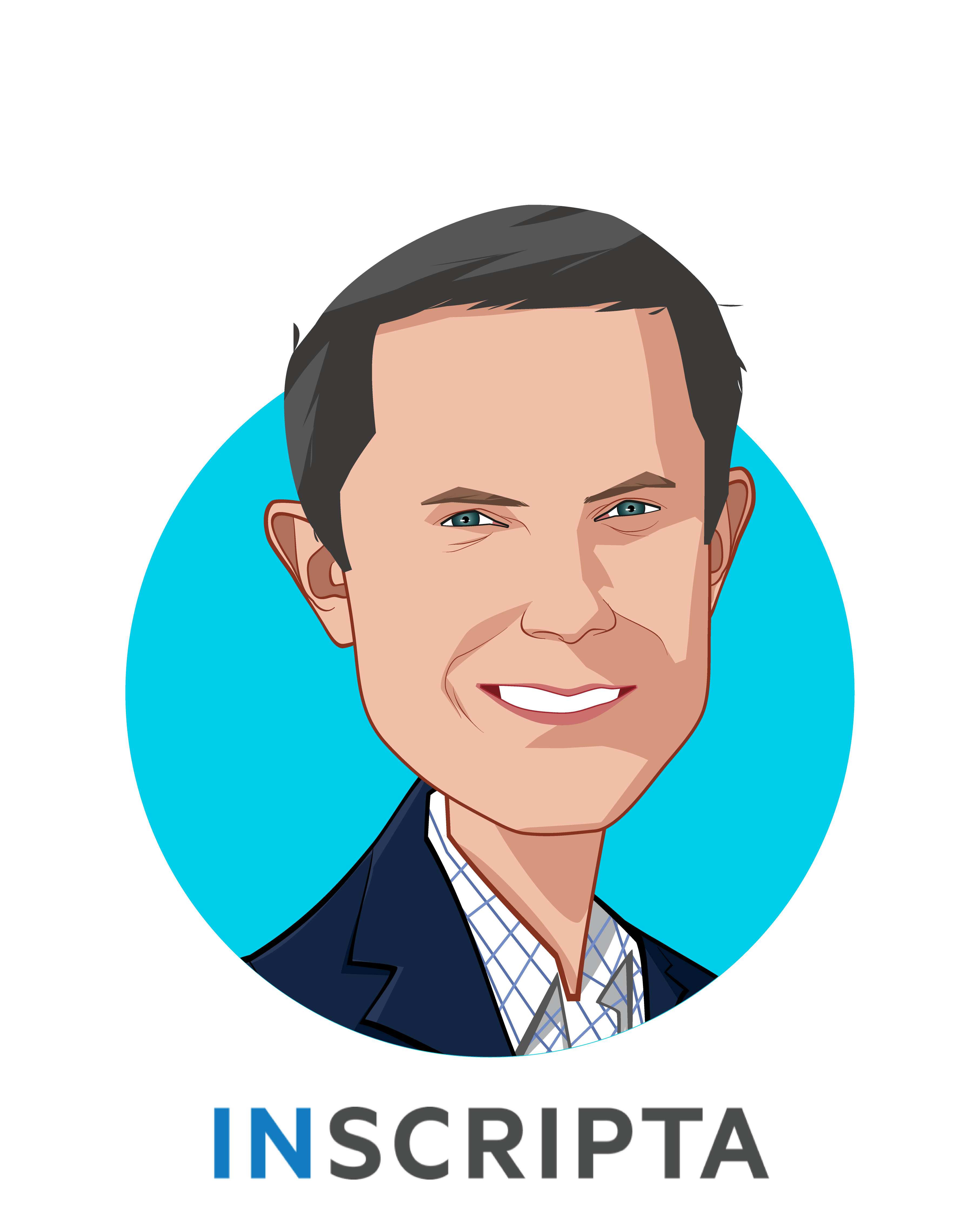 Main caricature of Kevin Ness, who is speaking at HLTH and is Chief Executive Officer at Inscripta