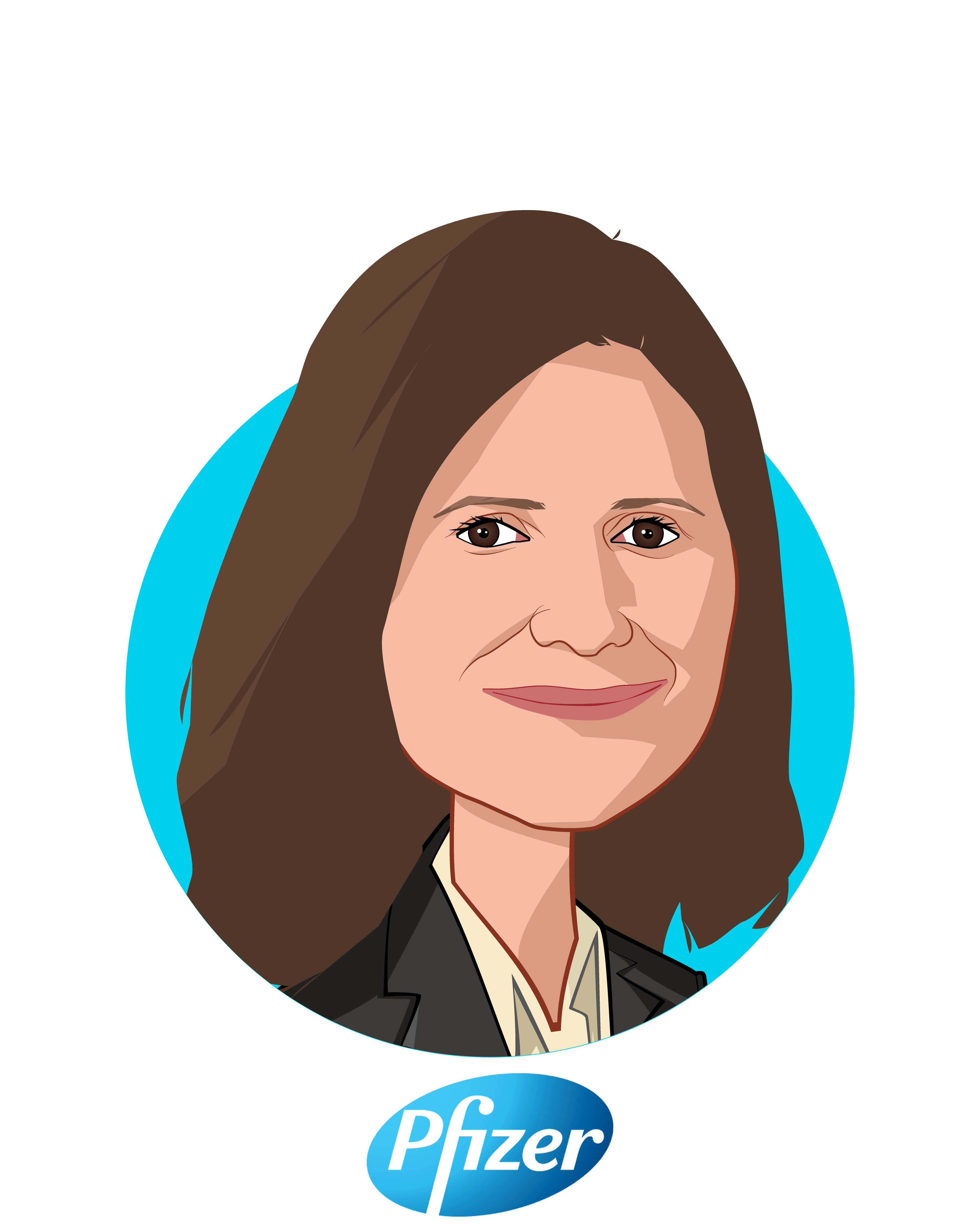 Main caricature of Lidia Fonseca, who is speaking at HLTH and is Chief Digital and Technology Officer and Executive Vice President at Pfizer