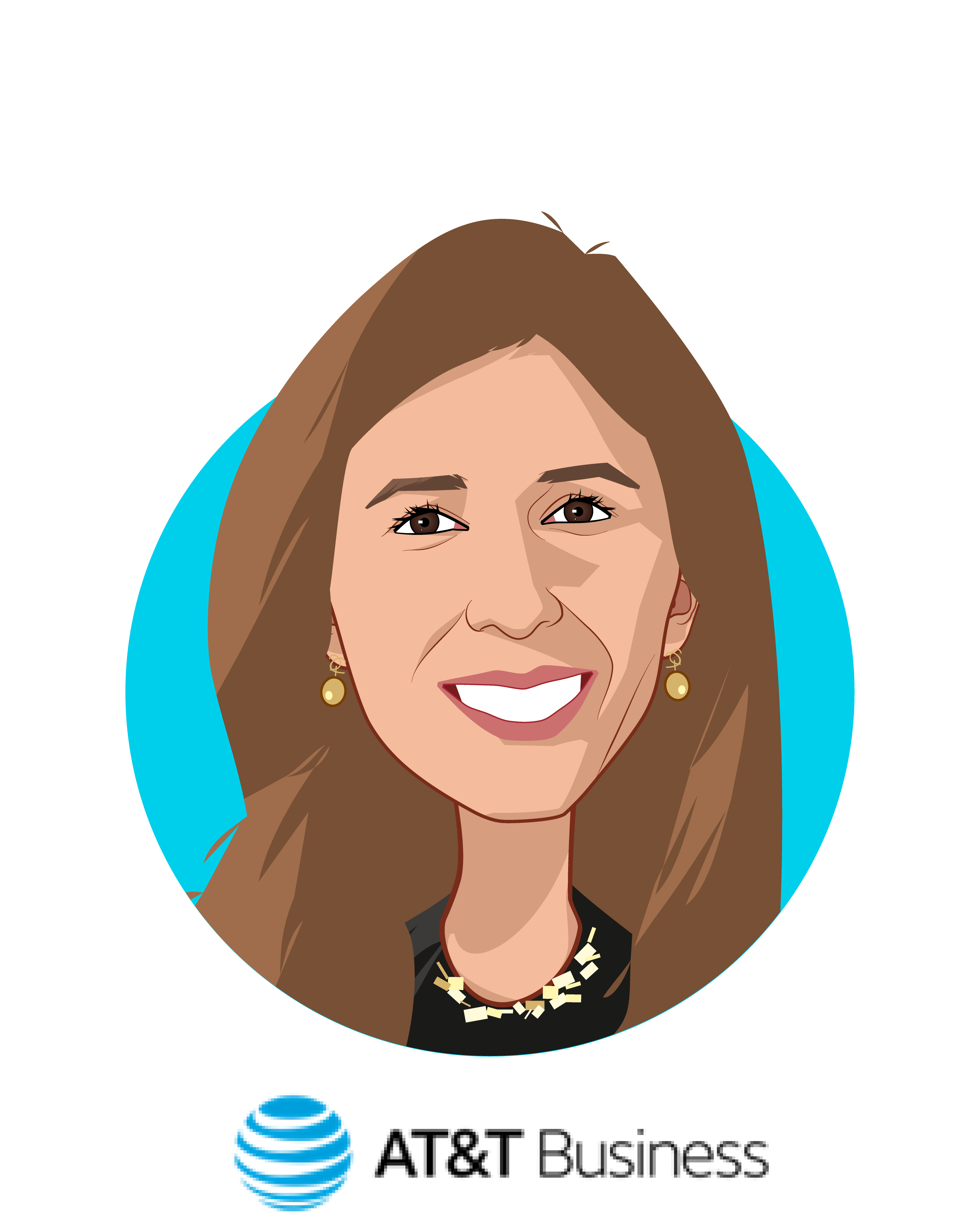 Main caricature of Maria Lensing, who is speaking at HLTH and is VP, Healthcare Solutions at AT&T Business