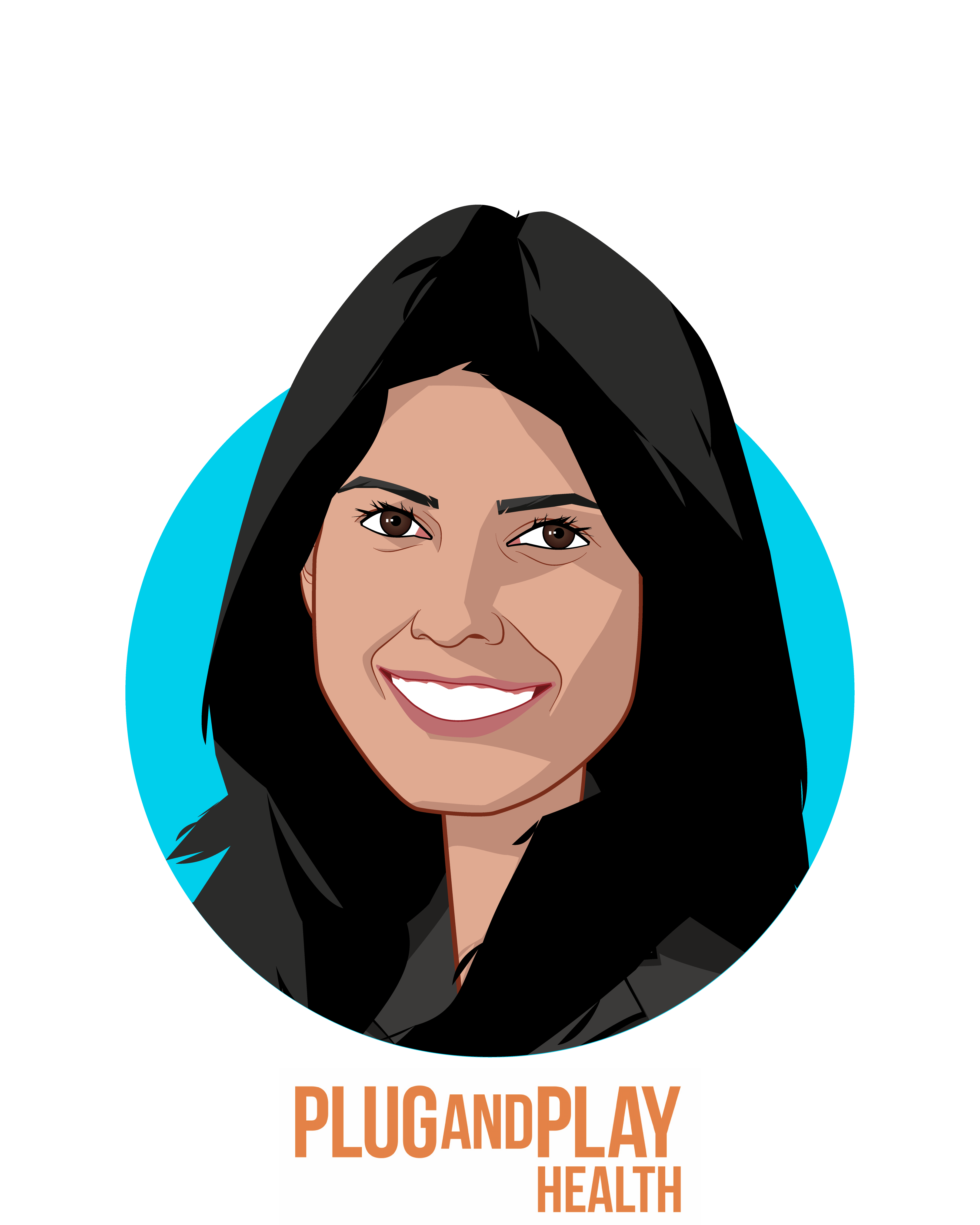 Main caricature of Neda Amidi, who is speaking at HLTH and is Partner and Global Head of Health at Plug and Play