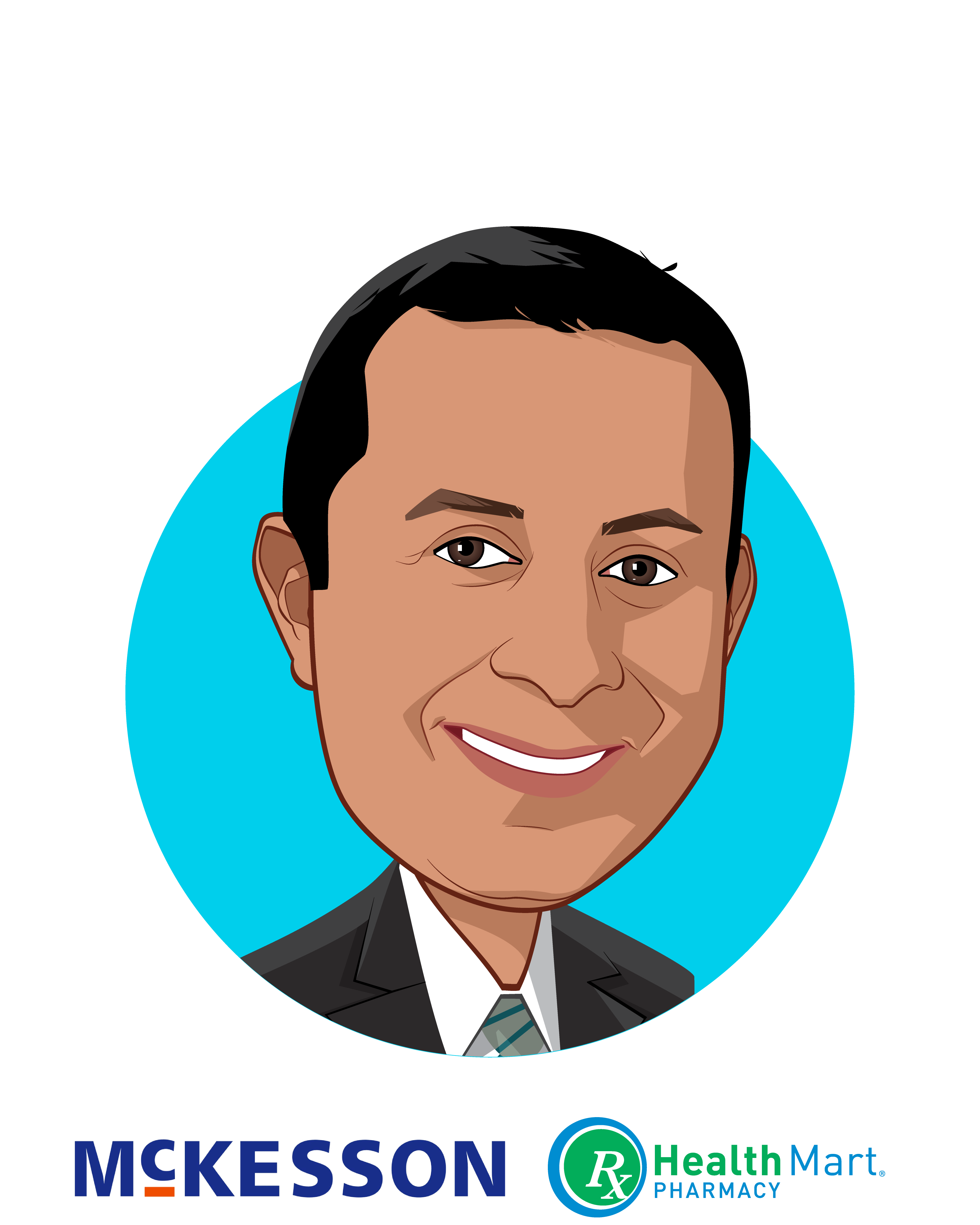 Main caricature of Nimesh Jhaveri, MBA, R.Ph., who is speaking at HLTH and is President, Health Mart Pharmacy and Senior Vice President of McKesson at McKesson Corporation 