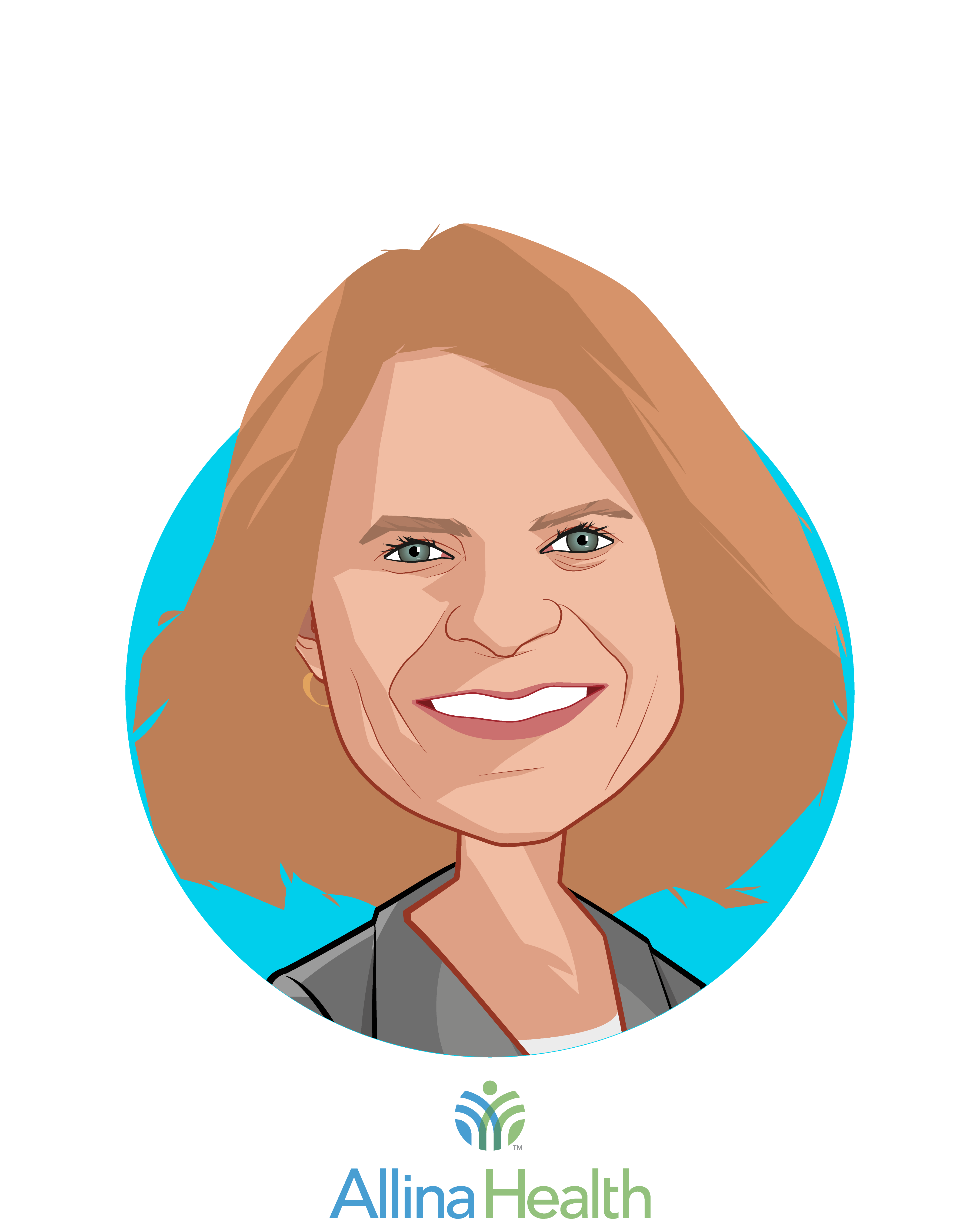 Main caricature of Penny Wheeler, MD, who is speaking at HLTH and is President & Chief Executive Officer at Allina Health