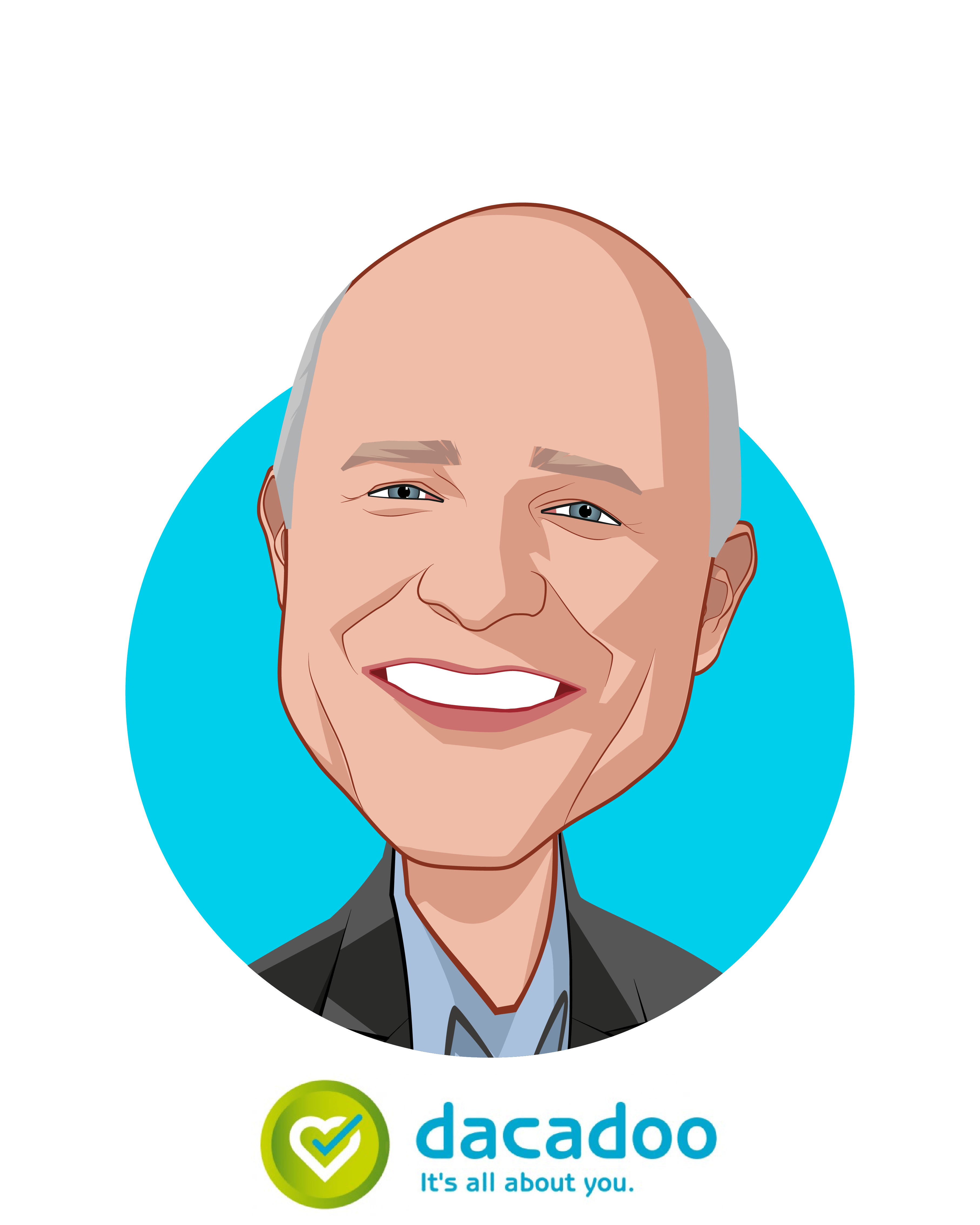 Main caricature of Peter Ohnemus, who is speaking at HLTH and is President & CEO at dacadoo