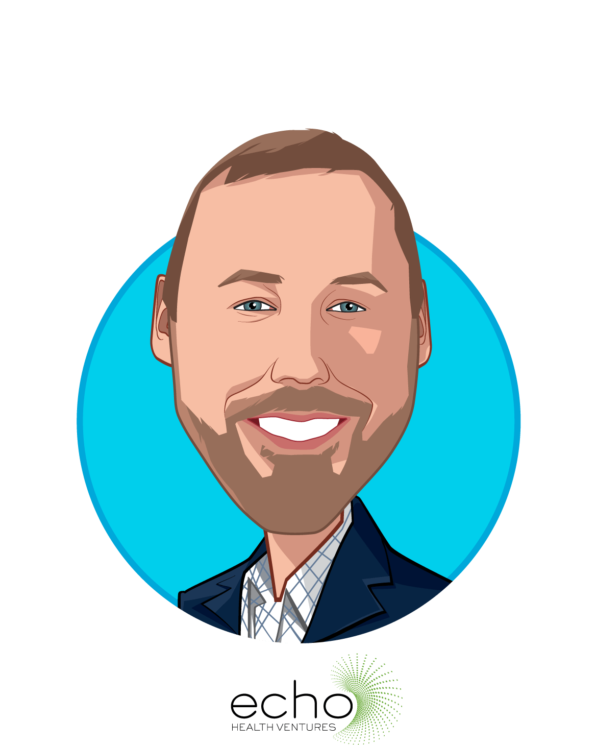 Main caricature of Rob Coppedge, who is speaking at HLTH and is Chief Executive Officer at Echo Health Ventures