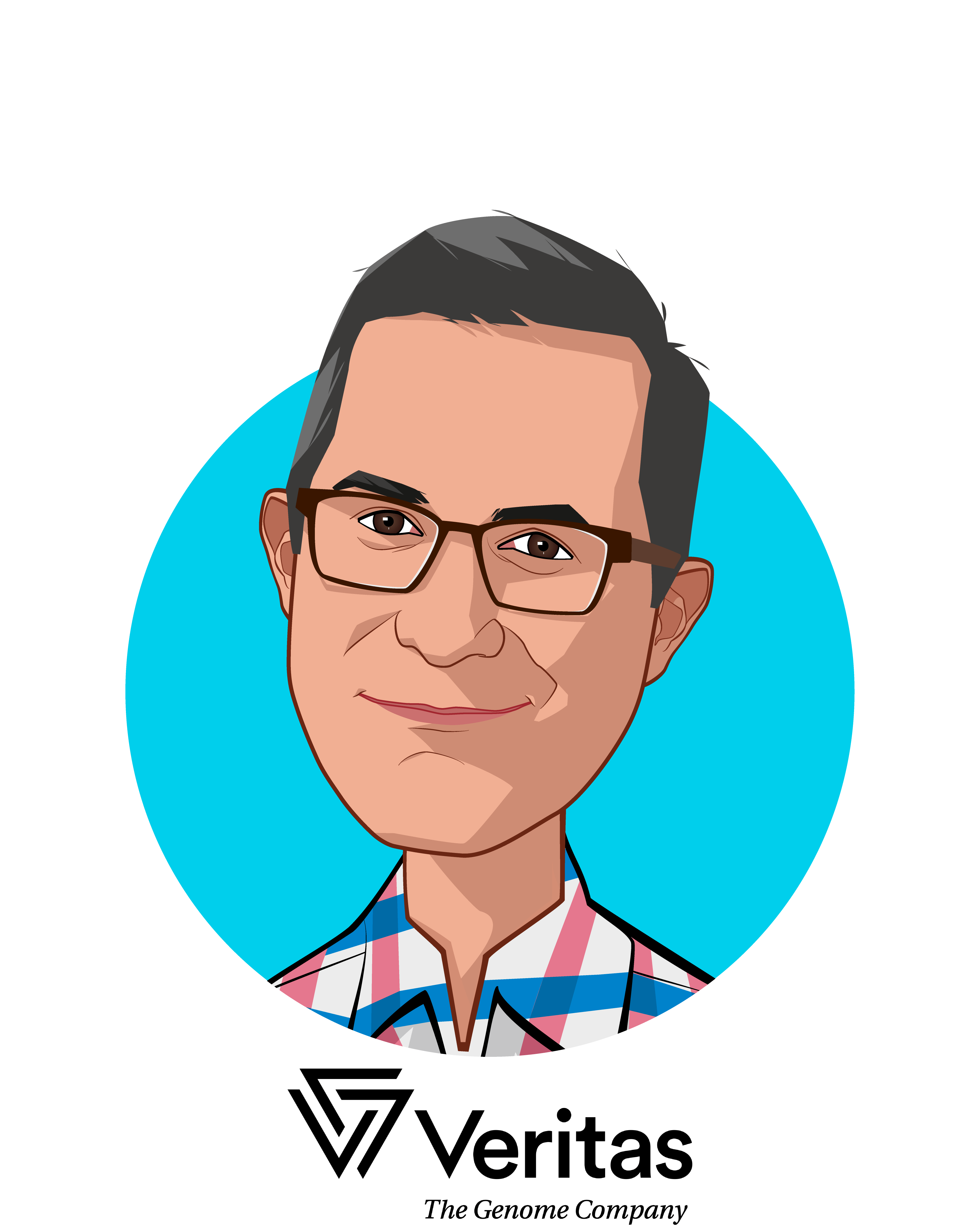 Main caricature of Rodrigo Martinez, who is speaking at HLTH and is Chief Marketing & Design Officer at Veritas Genetics