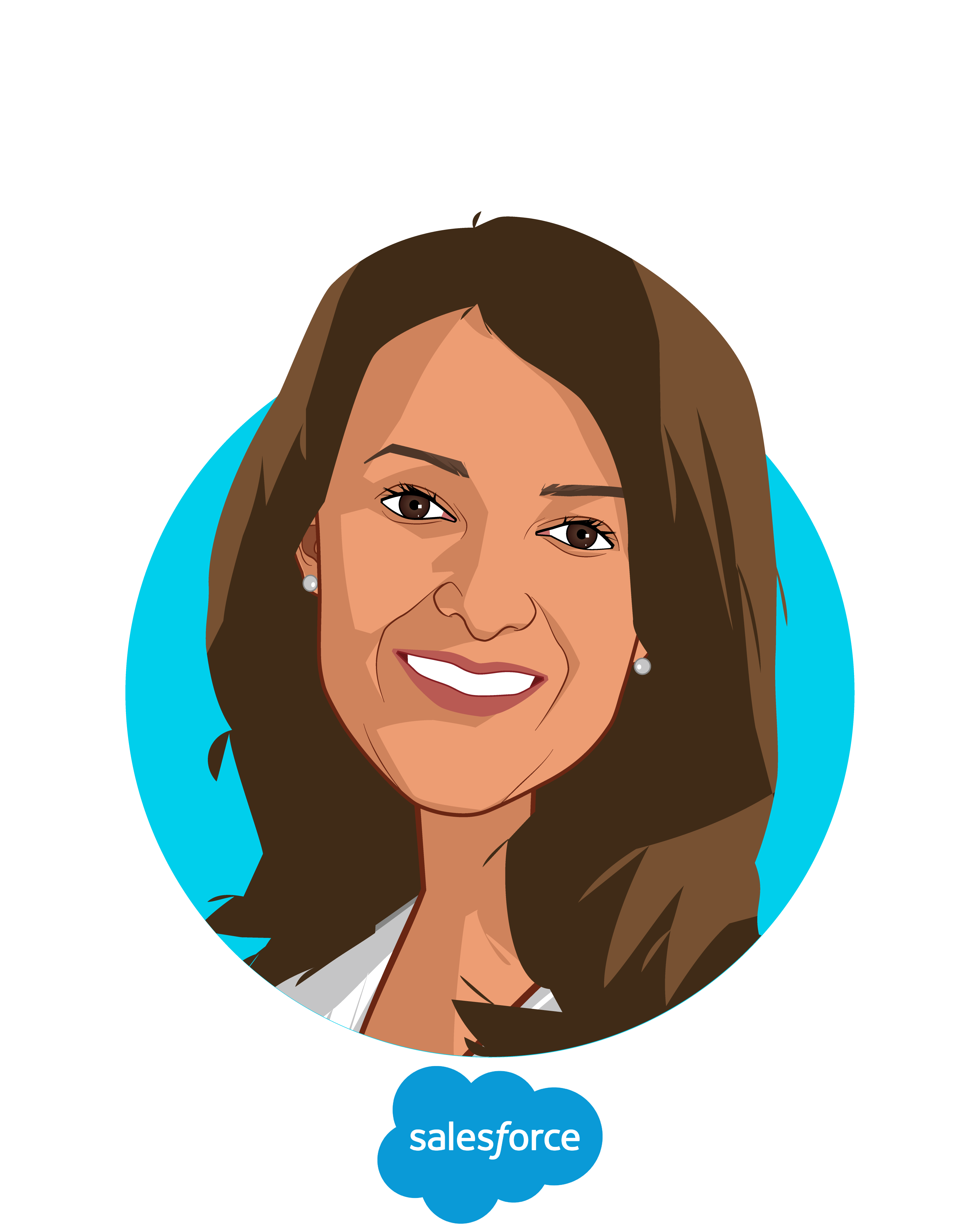 Main caricature of Ashwini Zenooz, MD, who is speaking at HLTH and is SVP and GM for Healthcare and Life Sciences at Salesforce