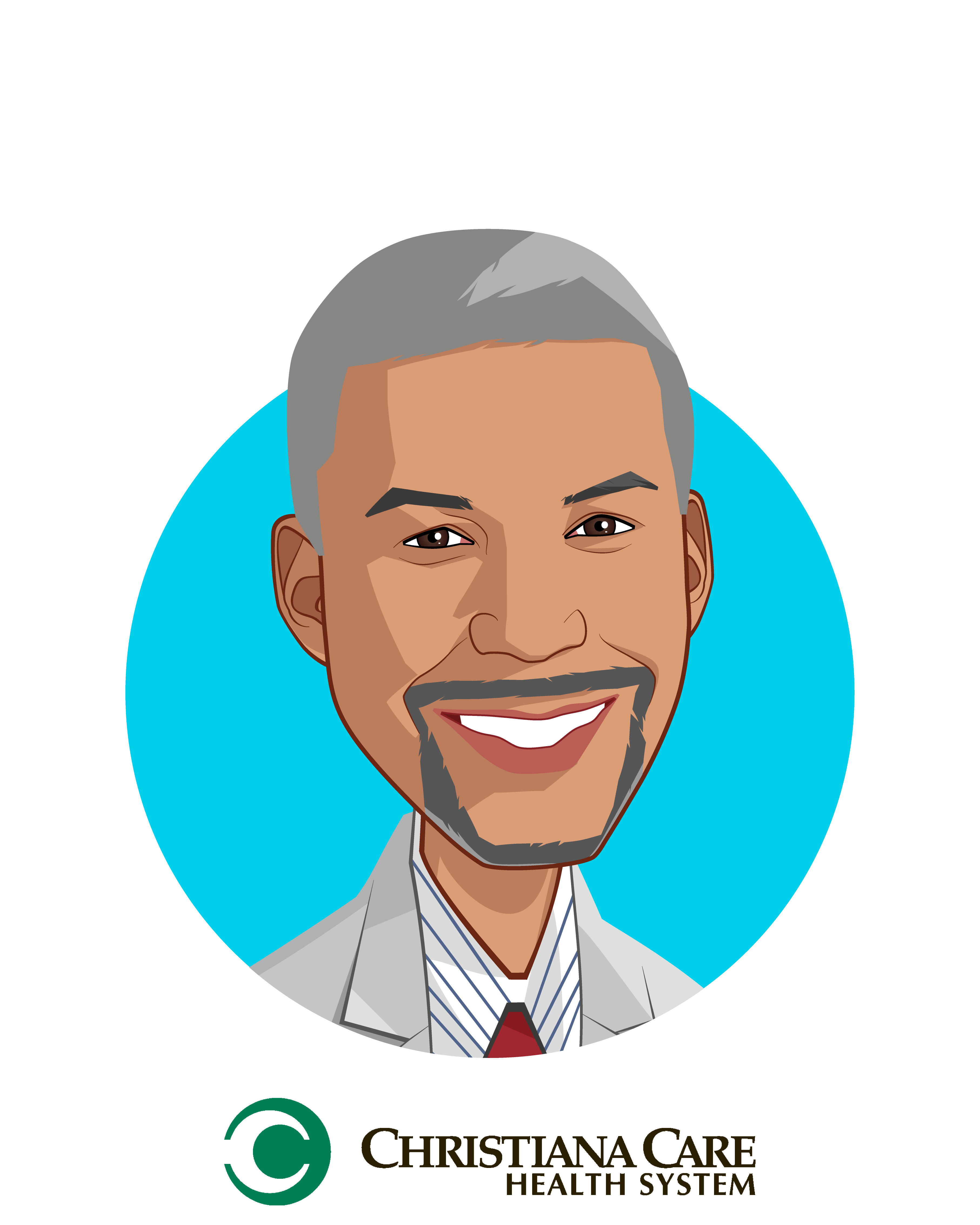 Main caricature of Edmondo J. Robinson, M.D., MBA, FACP, who is speaking at HLTH and is Chief Transformation Officer, Senior Vice President, Consumerism                                              at Christiana Care Health System 