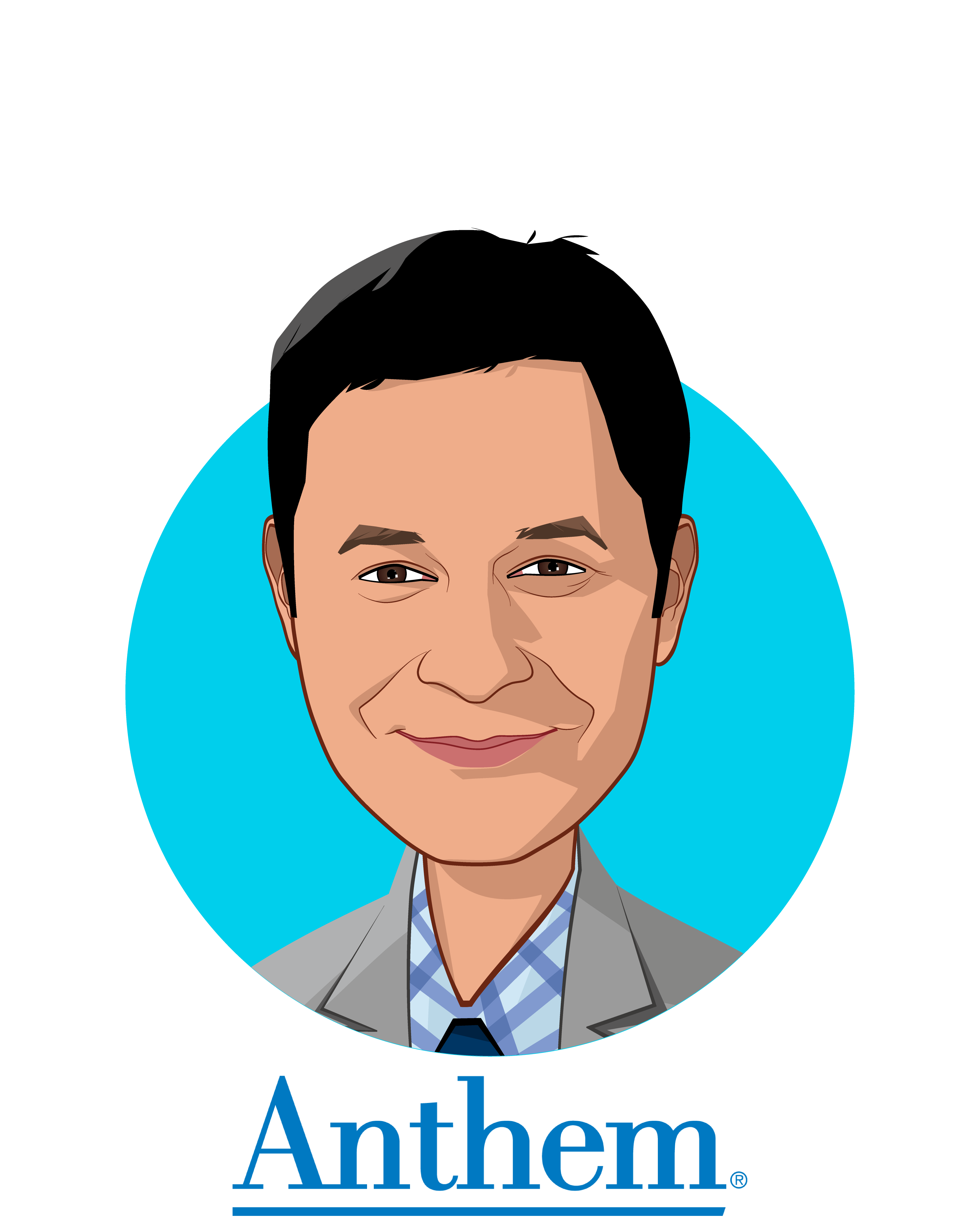 Main caricature of Rajeev Ronanki, who is speaking at HLTH and is Senior Vice President, Chief Digital Officer  at Anthem