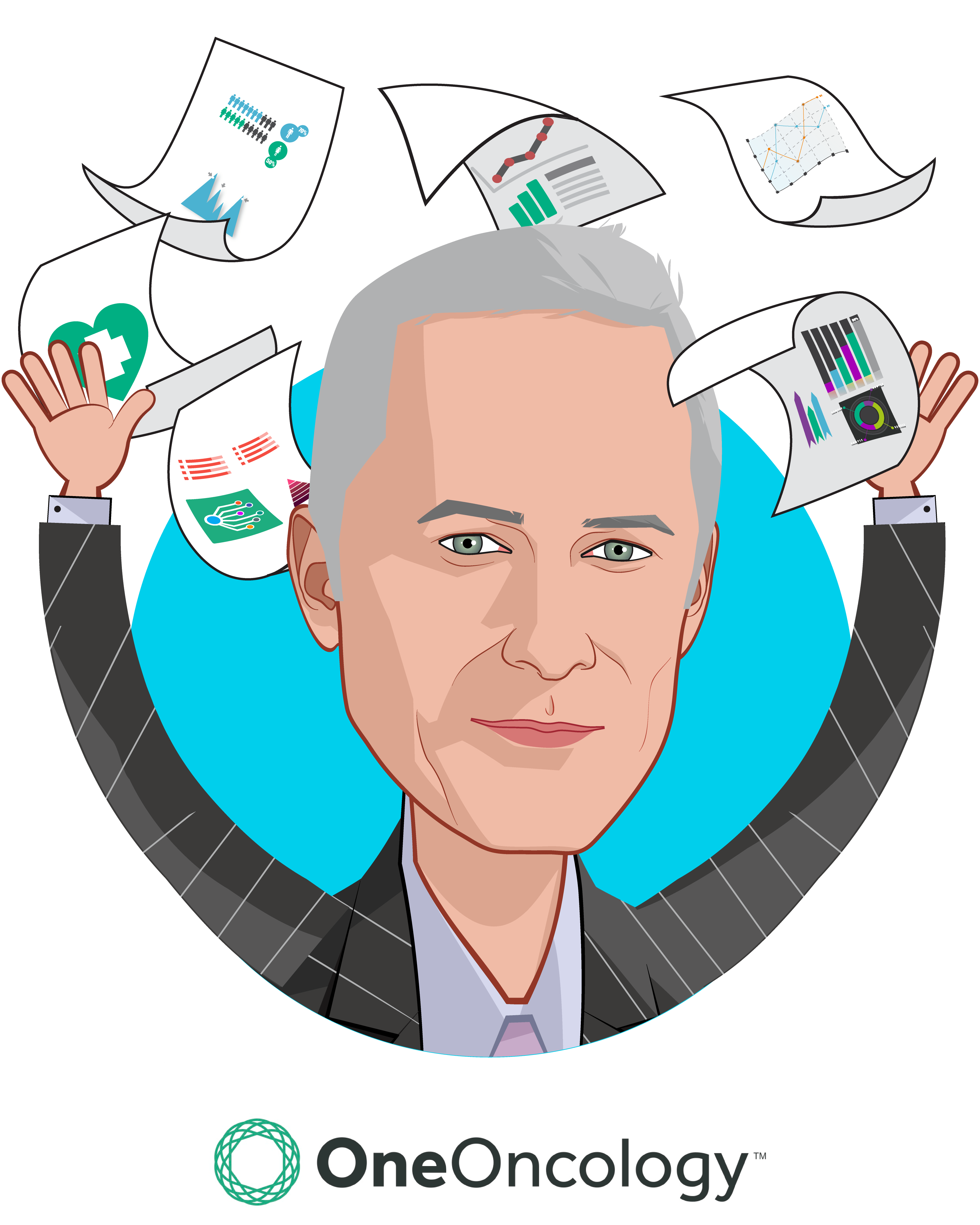 Overlay caricature of Tracy L. Bahl, who is speaking at HLTH and is President & Chief Executive Officer at OneOncology