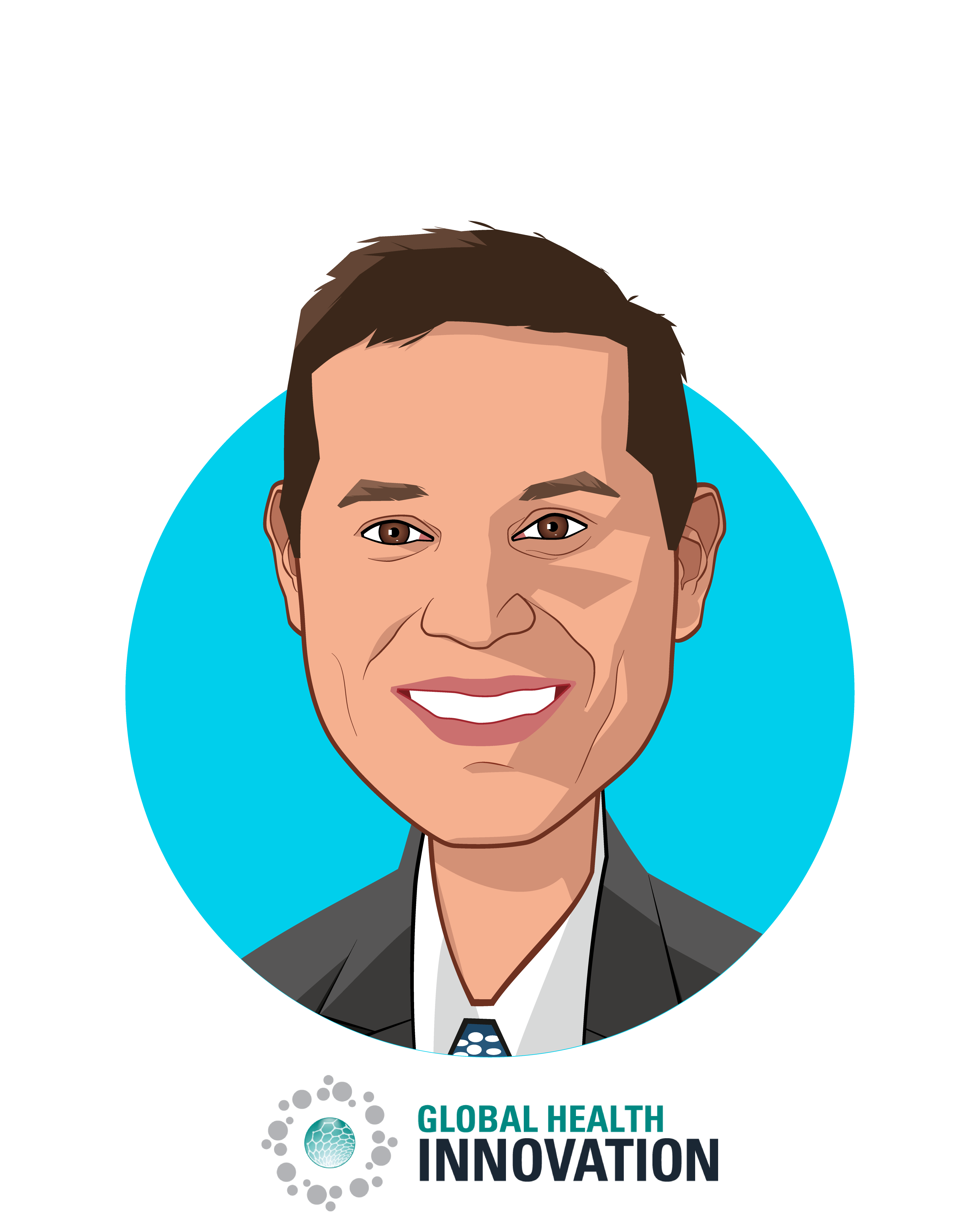 Main caricature of Joel Krikston, who is speaking at HLTH and is Managing Director at Merck Global Health Innovation Fund