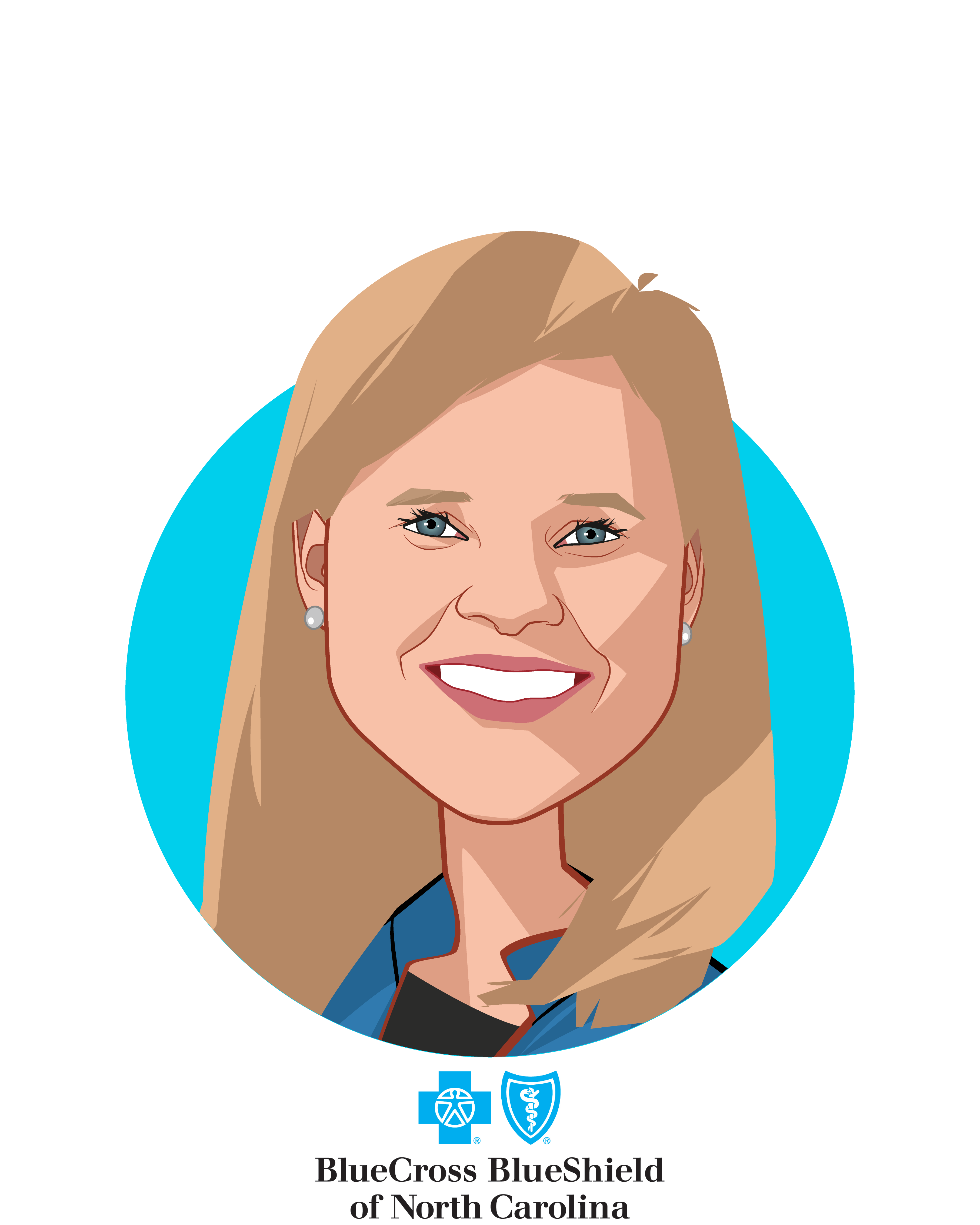 Main caricature of Bryony Winn, who is speaking at HLTH and is Senior Vice President, Chief Strategy and Innovation Officer at Blue Cross and Blue Shield of North Carolina