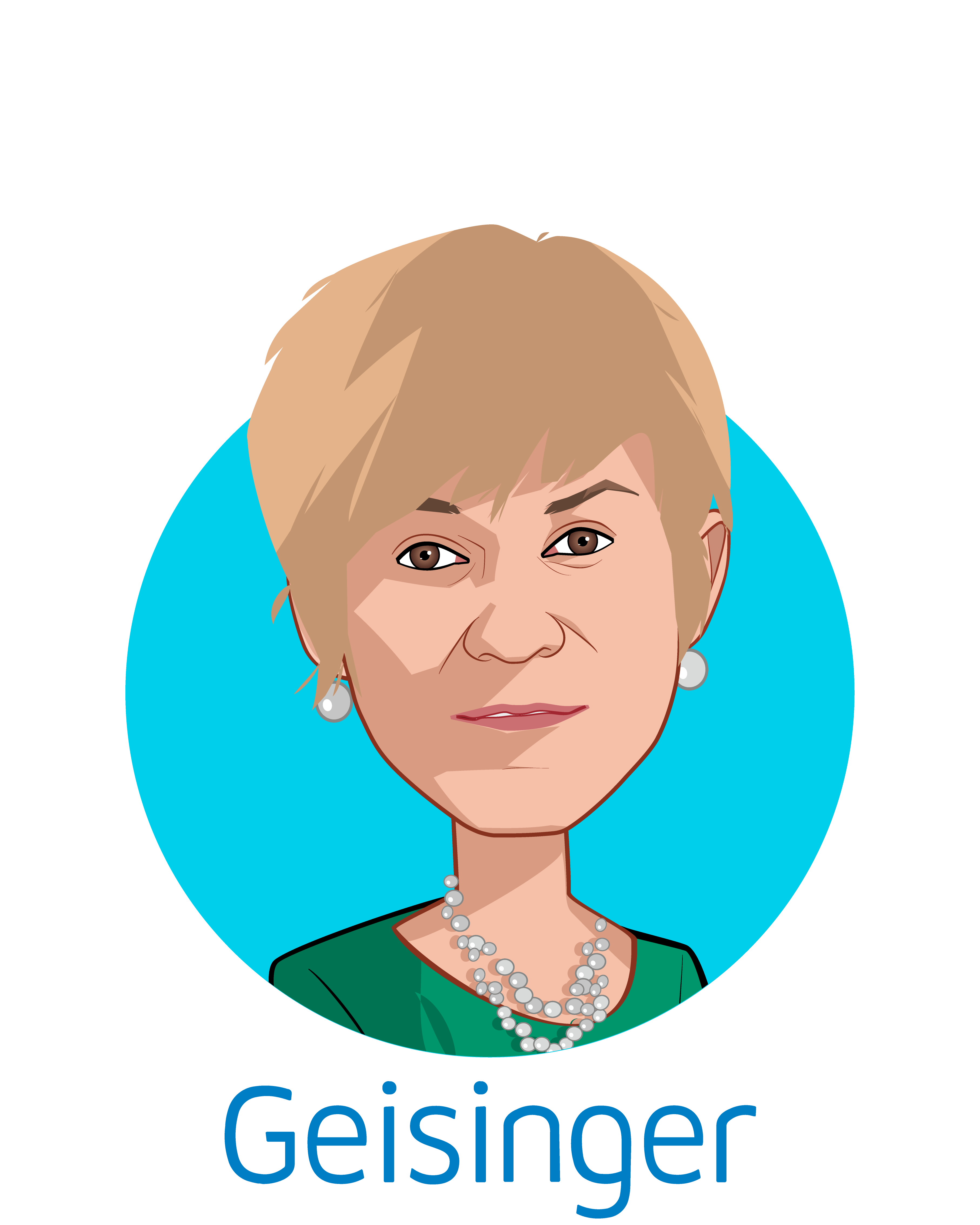 Main caricature of Karen M. Murphy, PhD, RN, who is speaking at HLTH and is EVP/Chief Innovation Officer at Geisinger