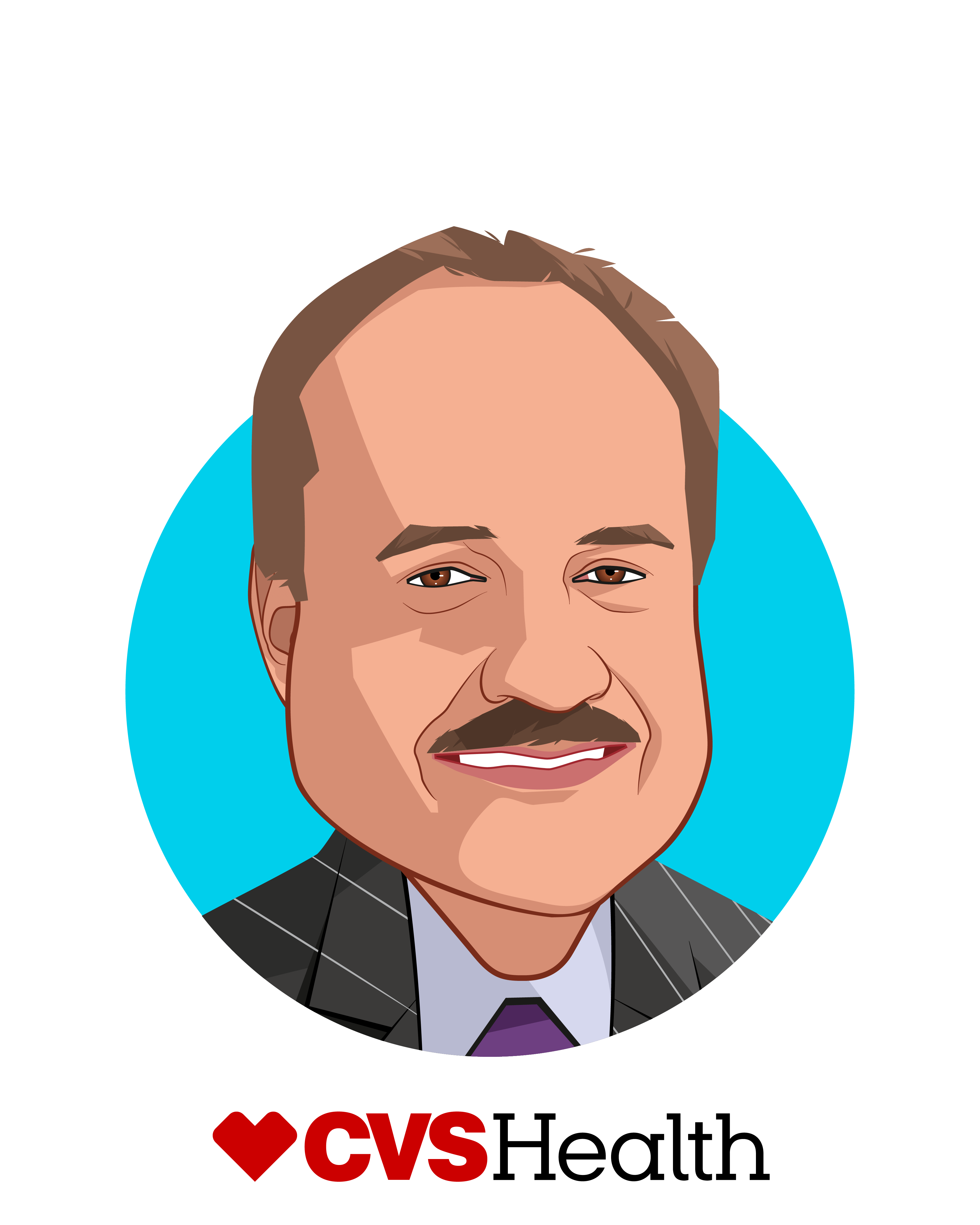 Main caricature of Larry Merlo, who is speaking at HLTH and is President and Chief Executive Officer at CVS Health