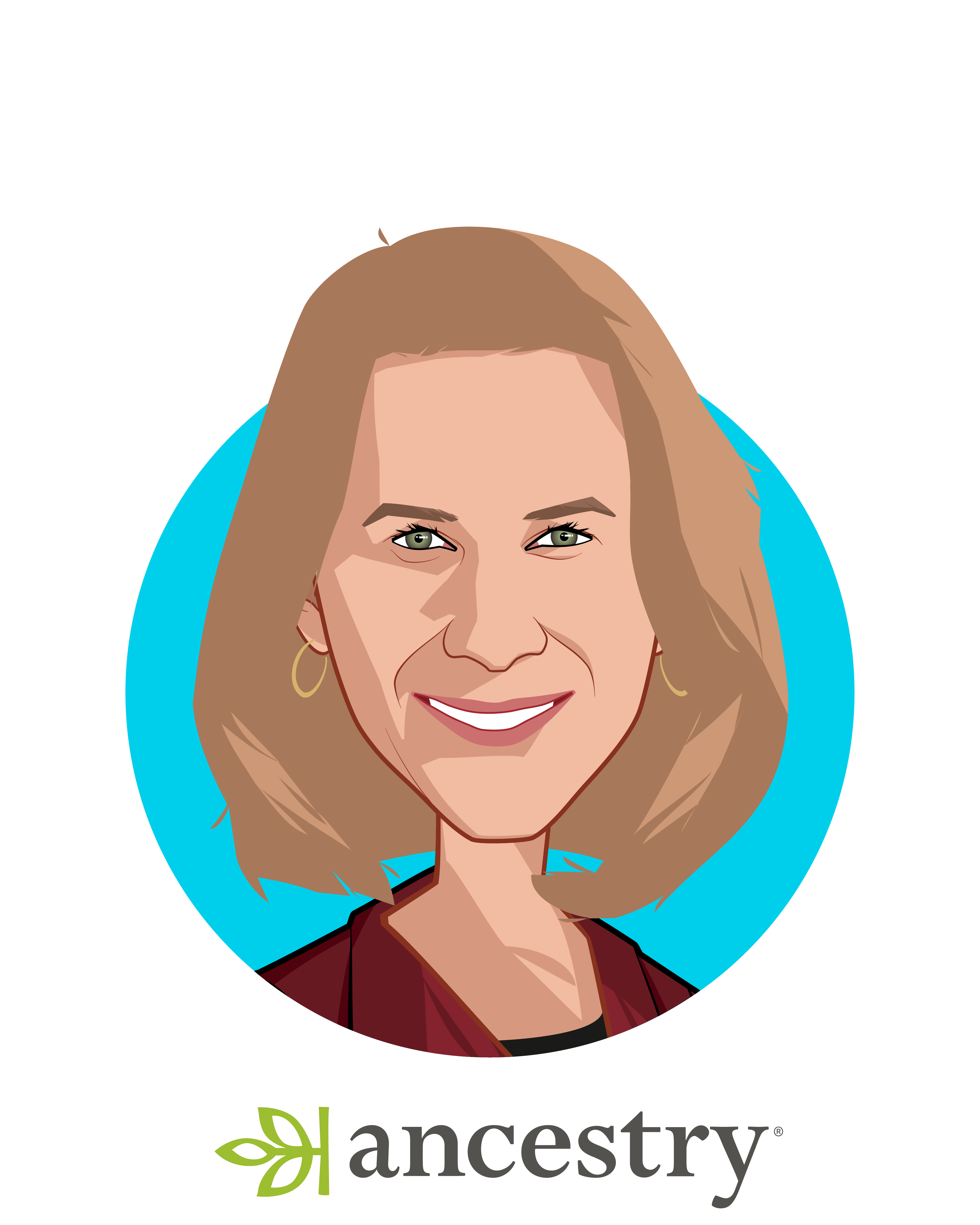 Main caricature of Margo Georgiadis, who is speaking at HLTH and is President and CEO  at Ancestry 