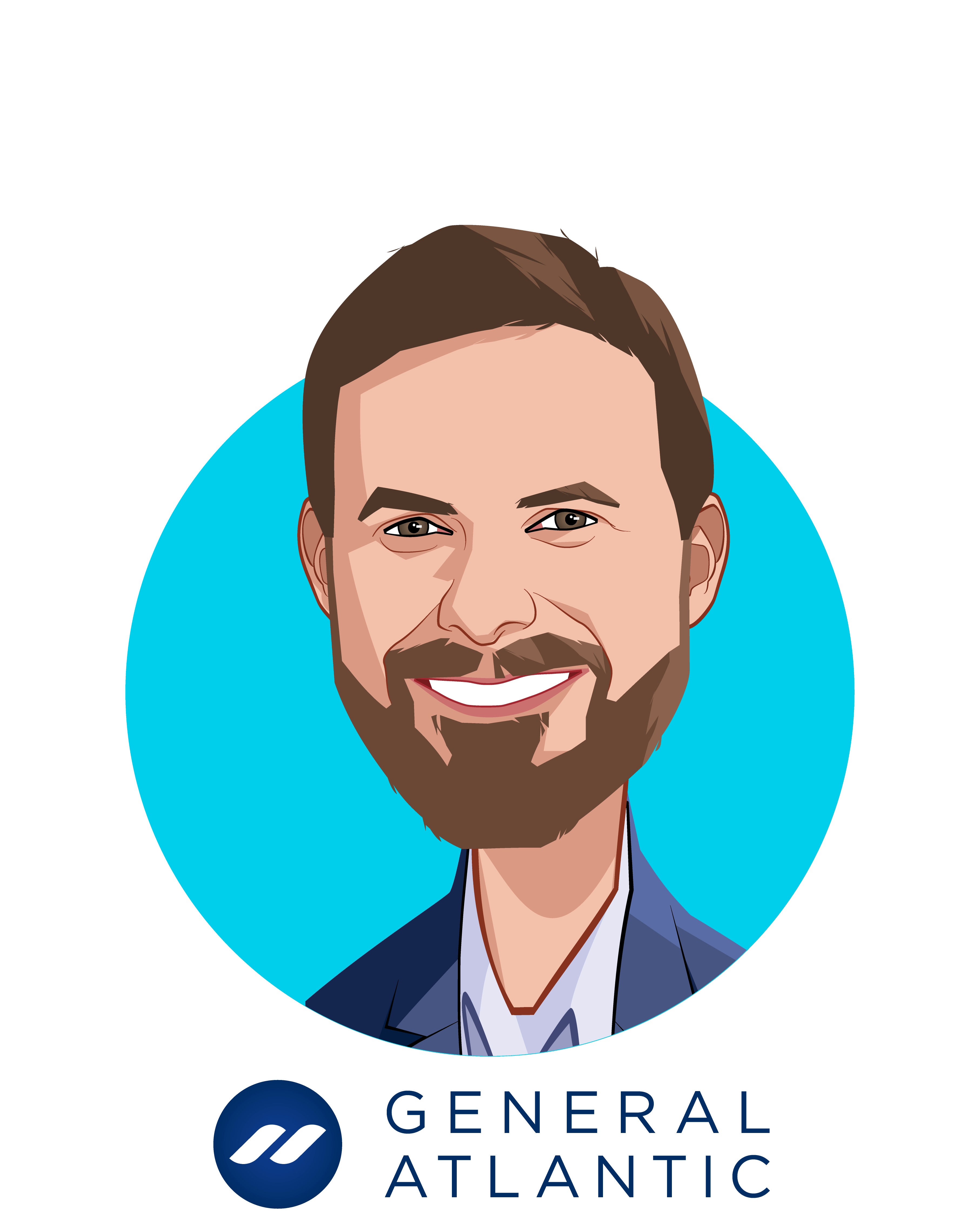 Main caricature of Robbert Vorhoff, who is speaking at HLTH and is Managing Director and Global Head of Healthcare at General Atlantic