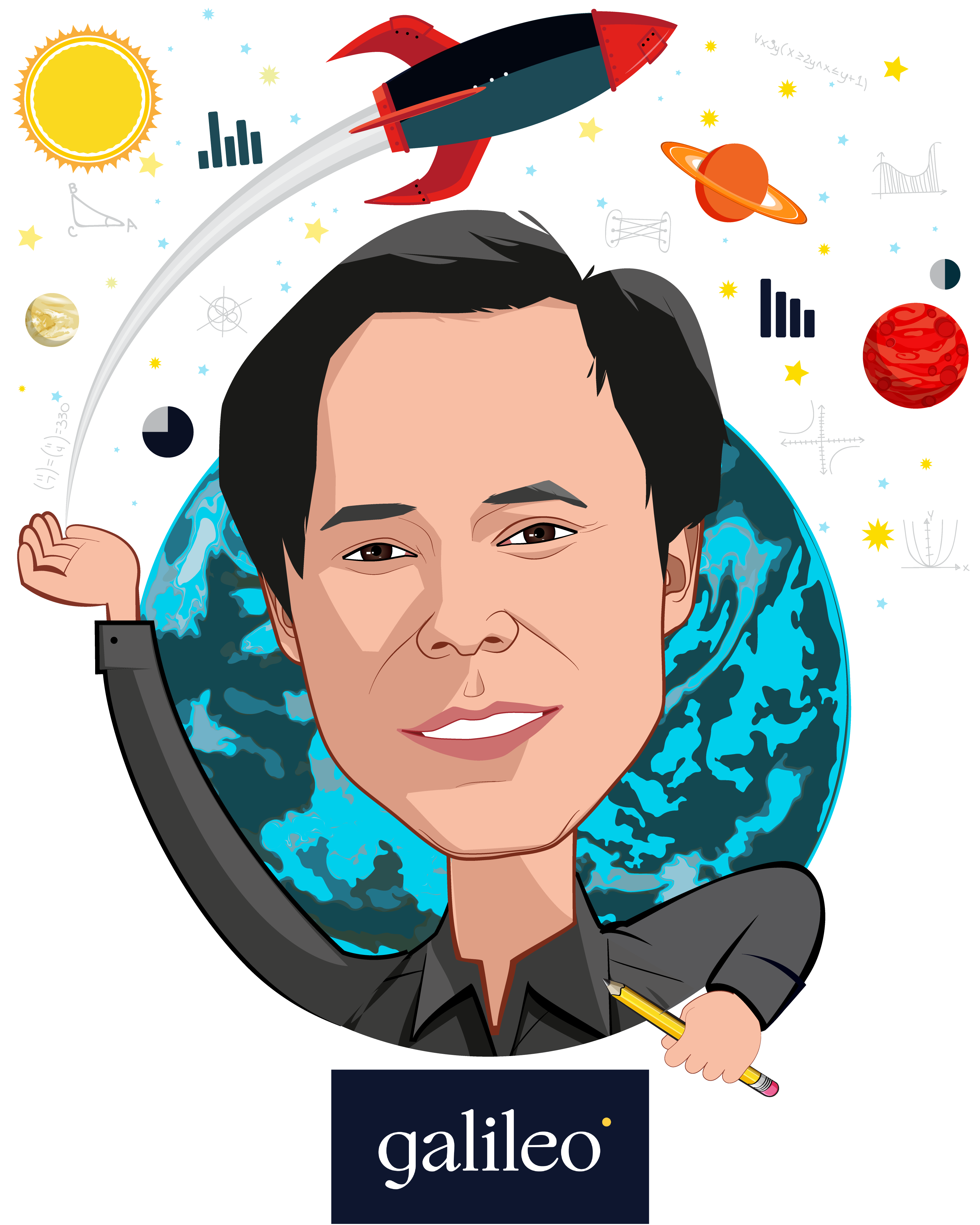 Overlay caricature of Tom X Lee, who is speaking at HLTH and is CEO at Galileo