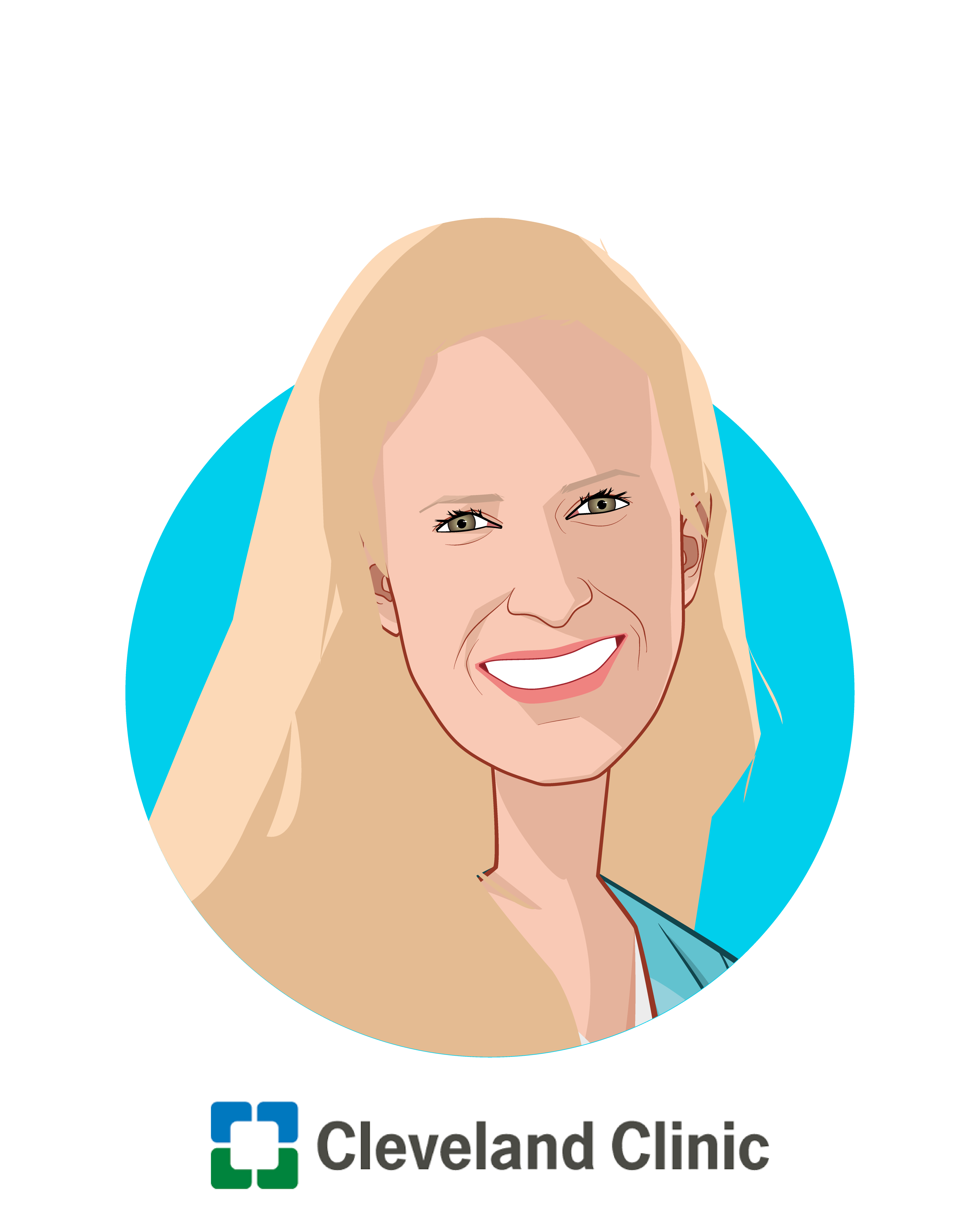 Main caricature of Adrienne Boissy, MD, MA, who is speaking at HLTH and is Chief Experience Officer at Cleveland Clinic Health System