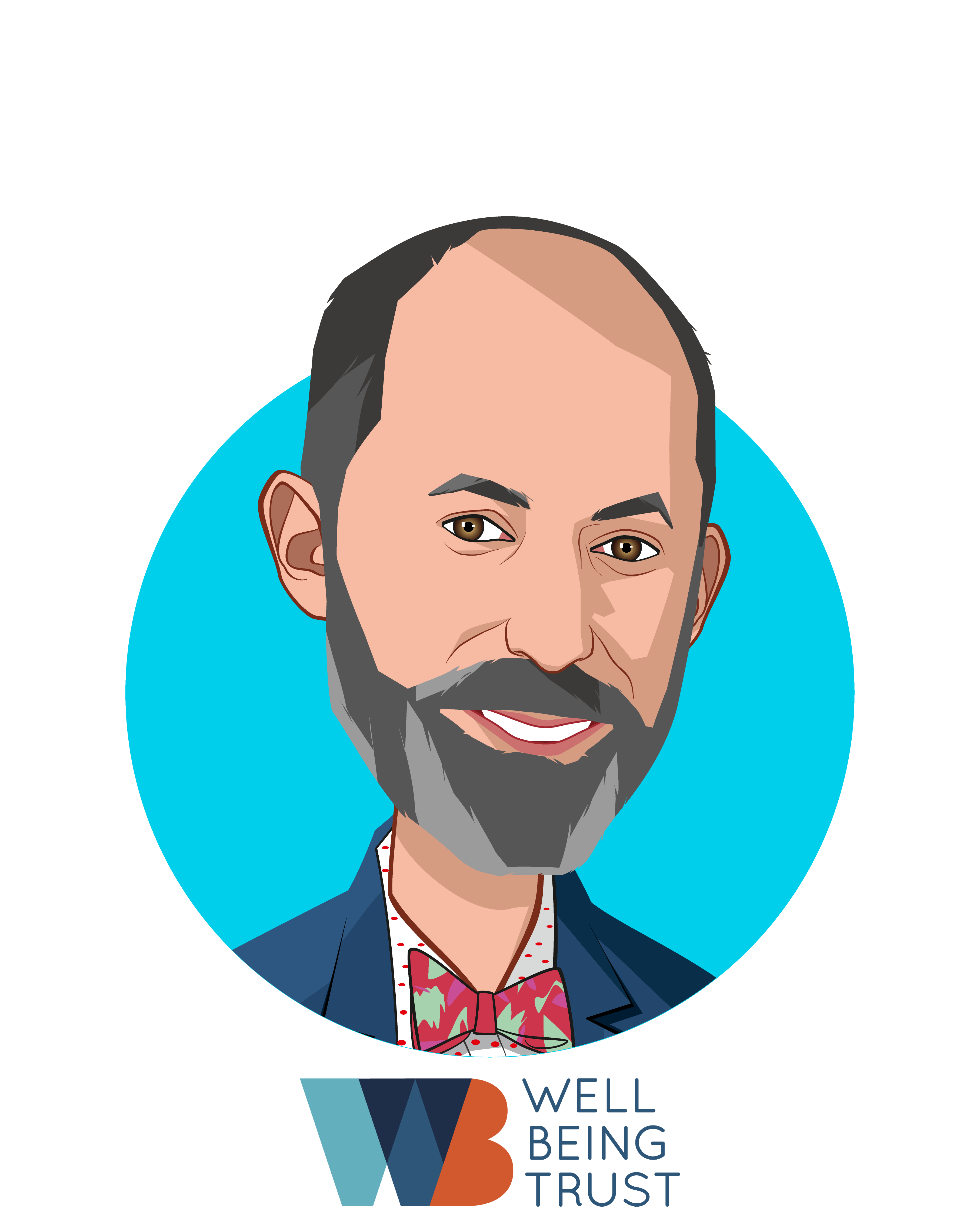 Main caricature of Benjamin Miller, who is speaking at HLTH and is Chief Strategy Officer at Well Being Trust