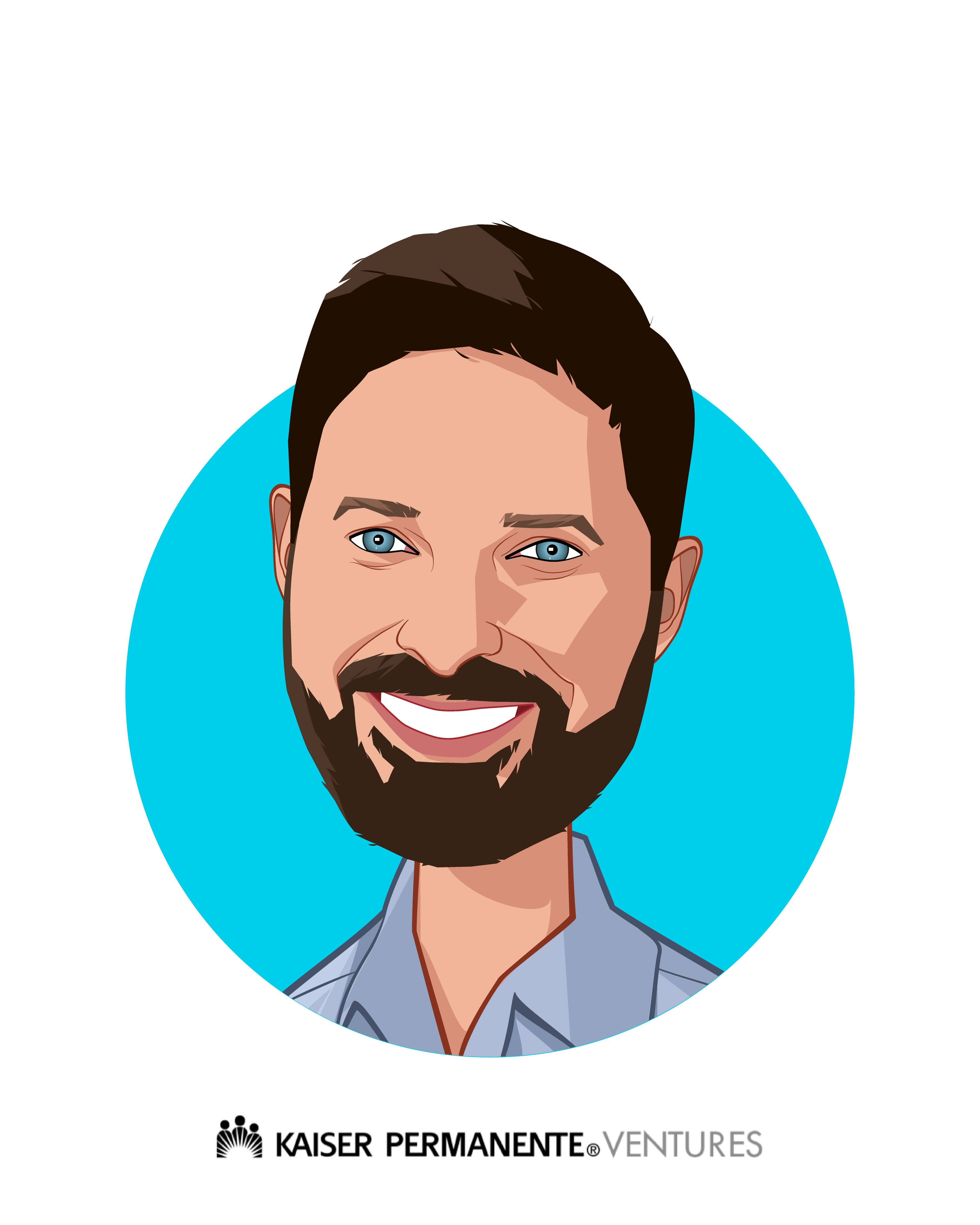 Main caricature of Bryan Sivak, who is speaking at HLTH and is Managing Director and VP, Medicaid Transformation at Kaiser Permanente Ventures