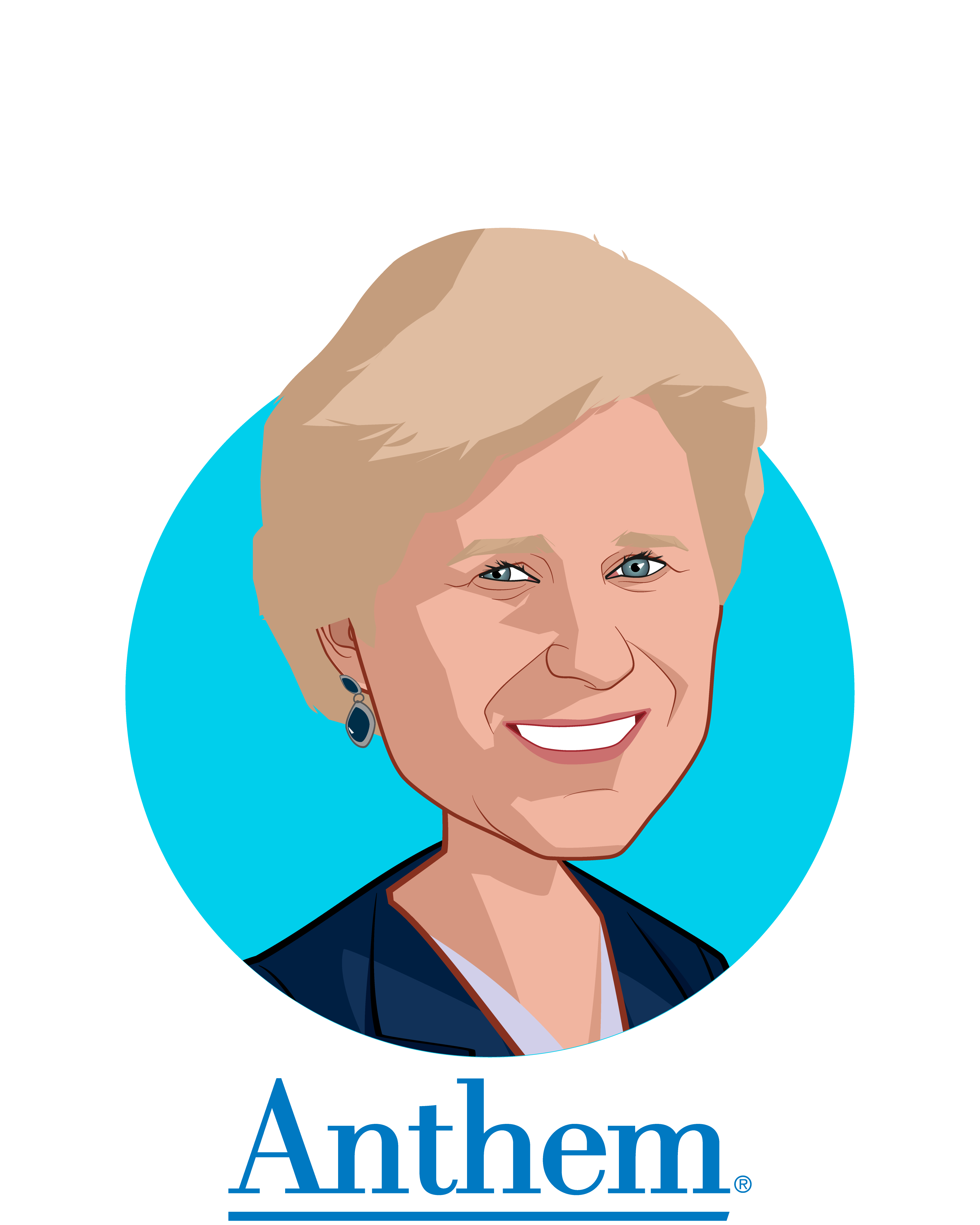 Main caricature of Gail K. Boudreaux, who is speaking at HLTH and is President and CEO at Anthem, Inc.