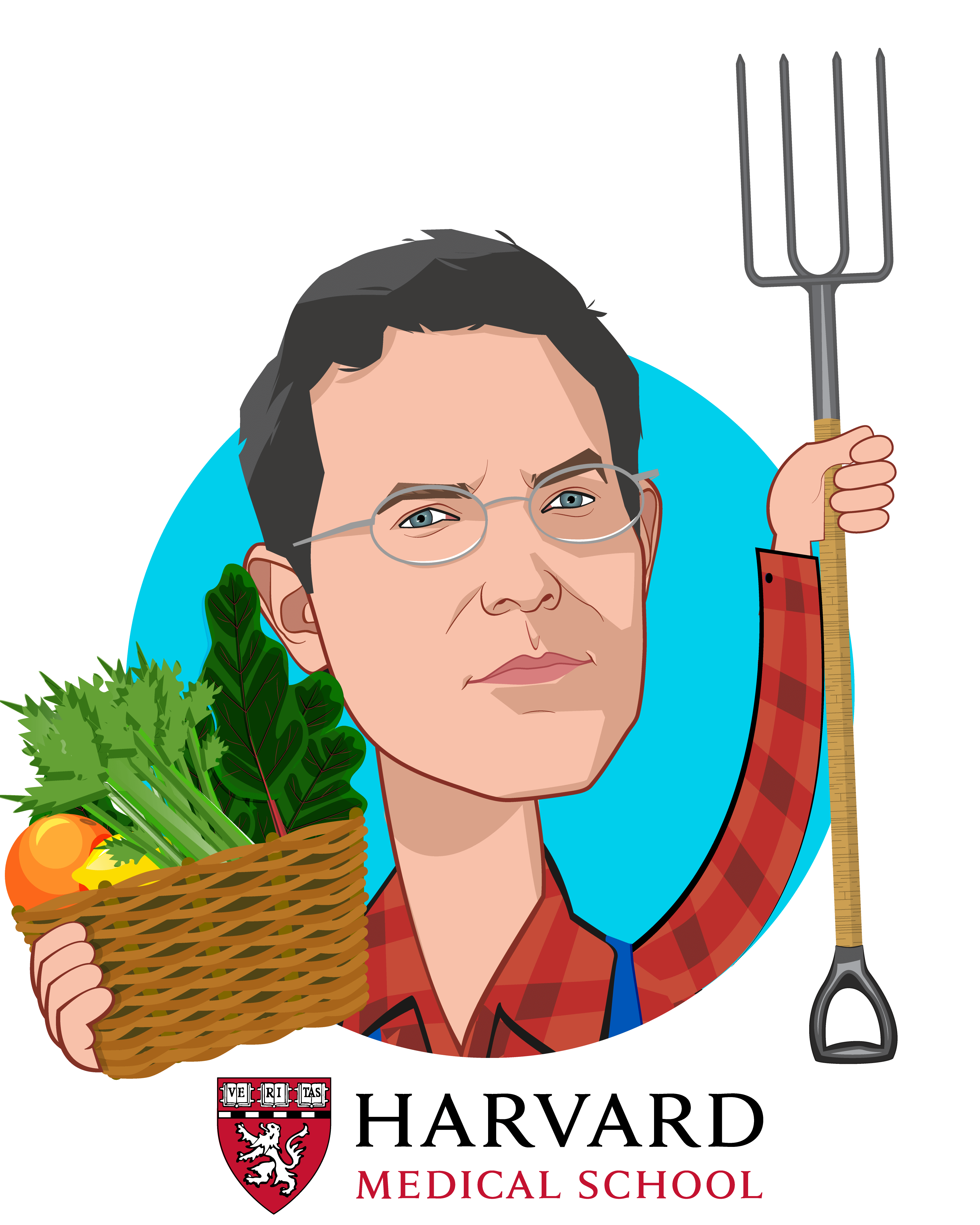 Overlay caricature of John D. Halamka, who is speaking at HLTH and is International Healthcare Innovation Professor at Harvard Medical School