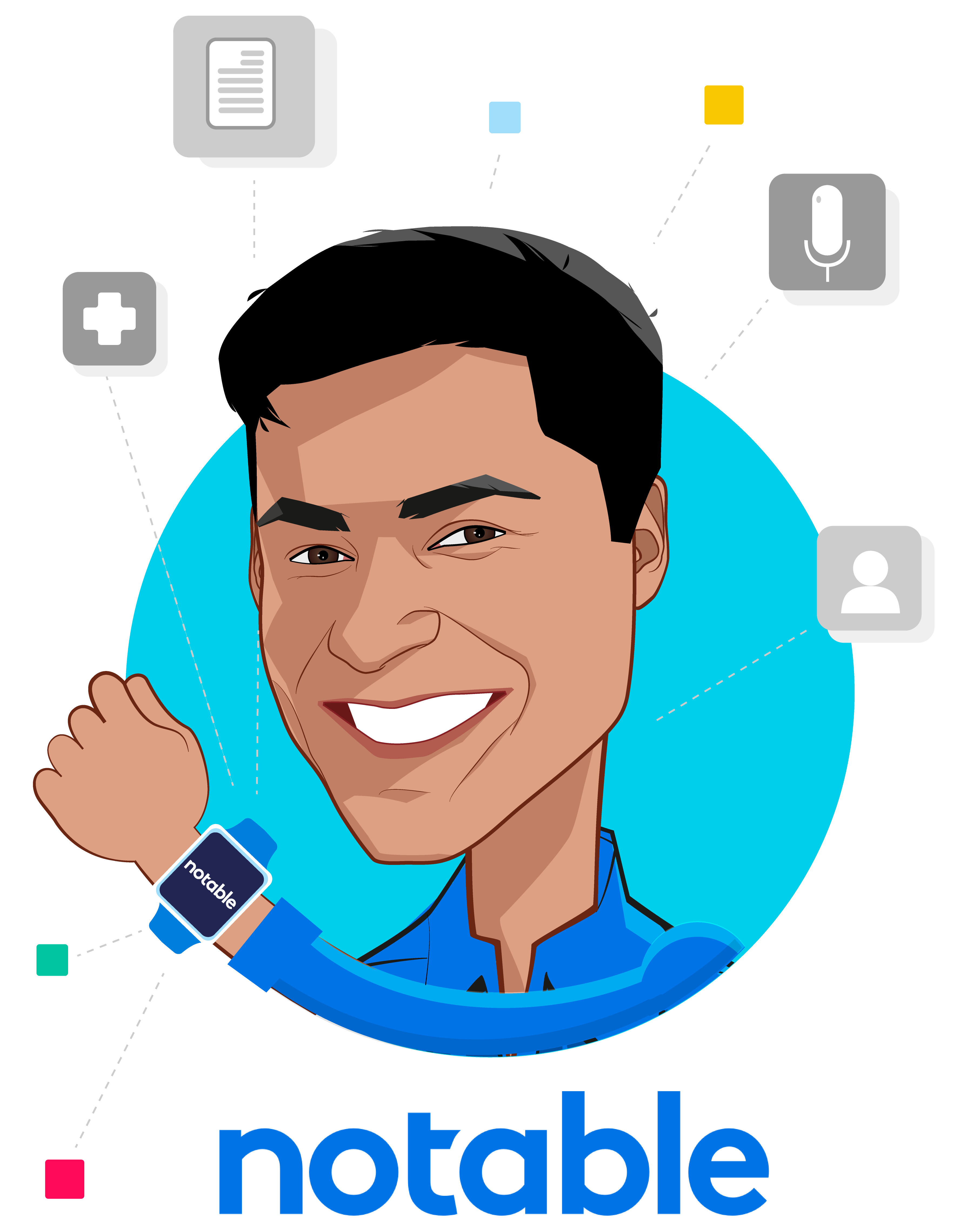 Overlay caricature of Pranay Kapadia, who is speaking at HLTH and is CEO and Co-Founder at Notable