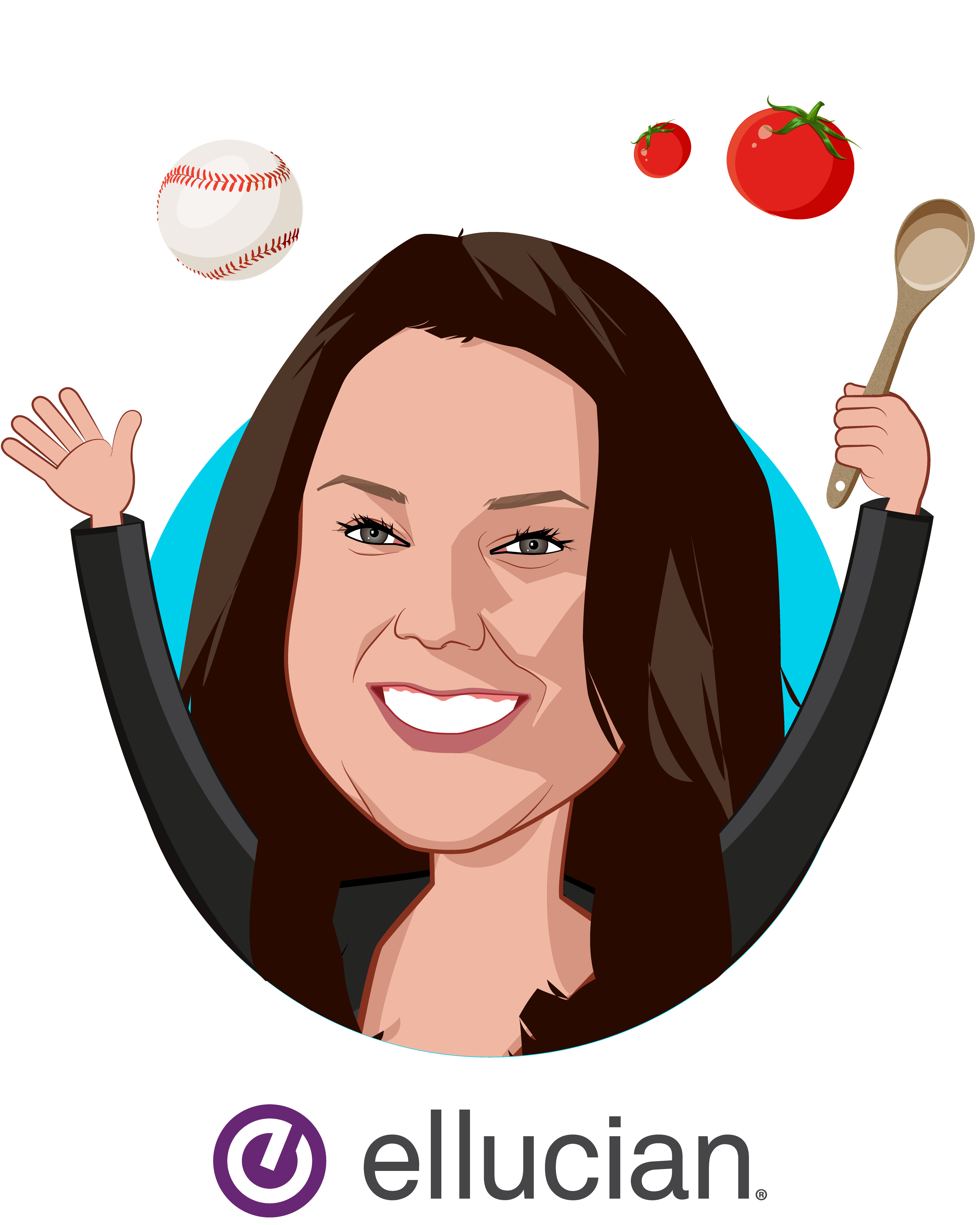 Overlay caricature of Stacey Magness, who is speaking at HLTH and is Director, Global Benefits at Ellucian