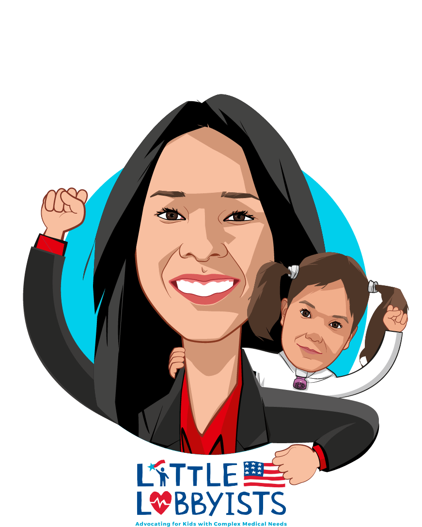 Overlay caricature of Elena Hung, who is speaking at HLTH and is Co-founder and President at Little Lobbyists