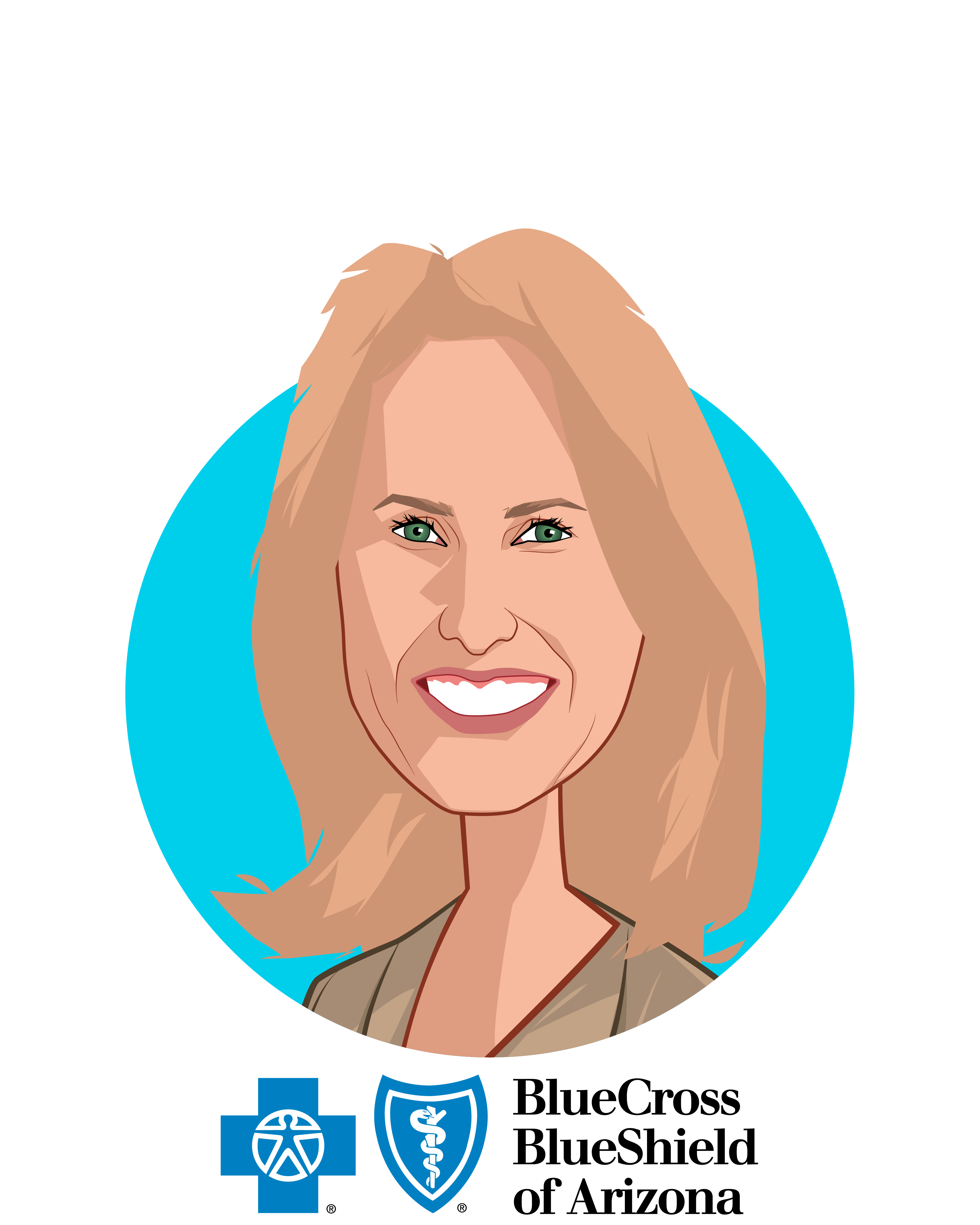 Main caricature of Pam Kehaly, who is speaking at HLTH and is President & CEO at Blue Cross Blue Shield of Arizona