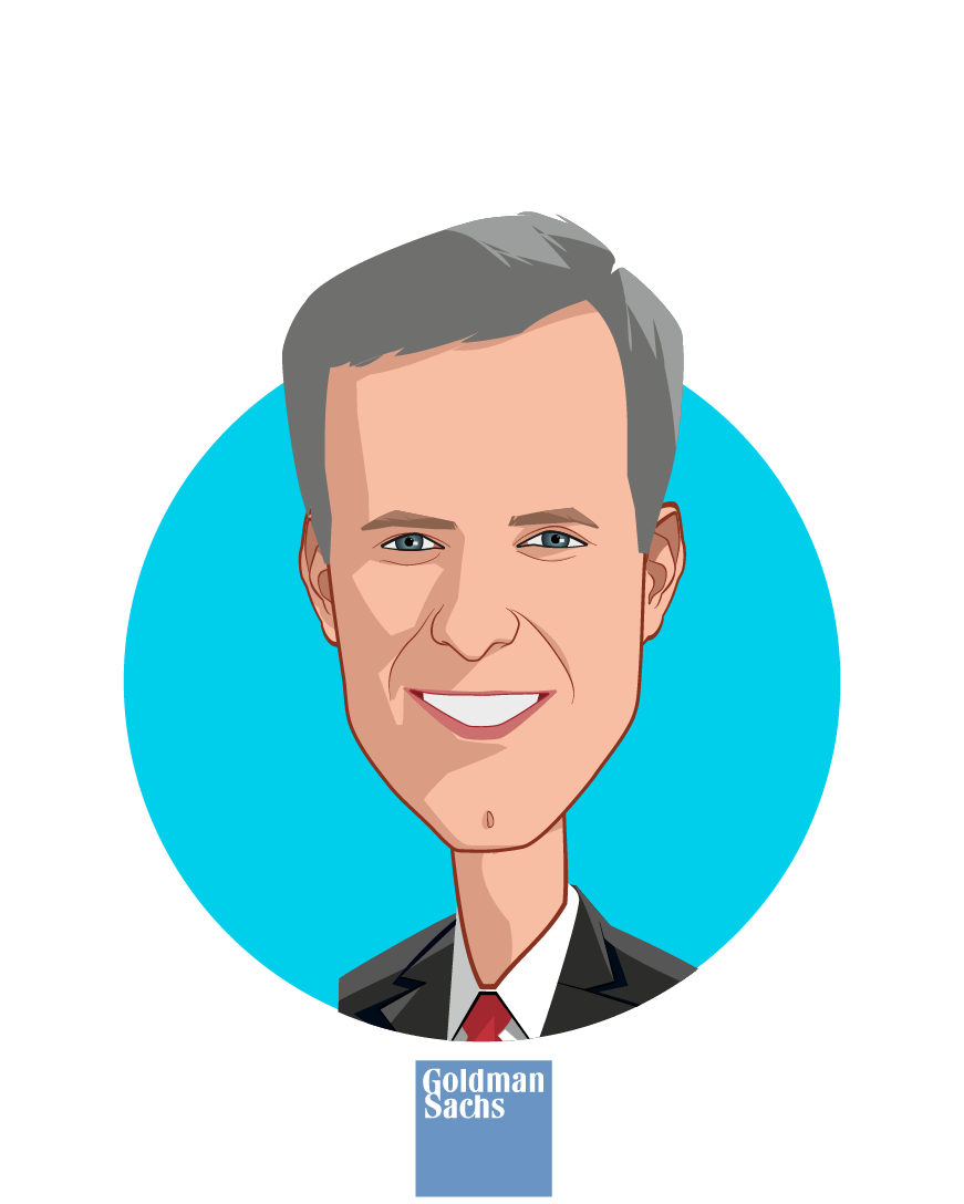 Main caricature of Peter H.W. van der Goes, who is speaking at HLTH and is Co-head of M&A Consumer Retail & Healthcare Group, Global Head of Healthcare Information Technology & Digital Health Practice at Goldman Sachs