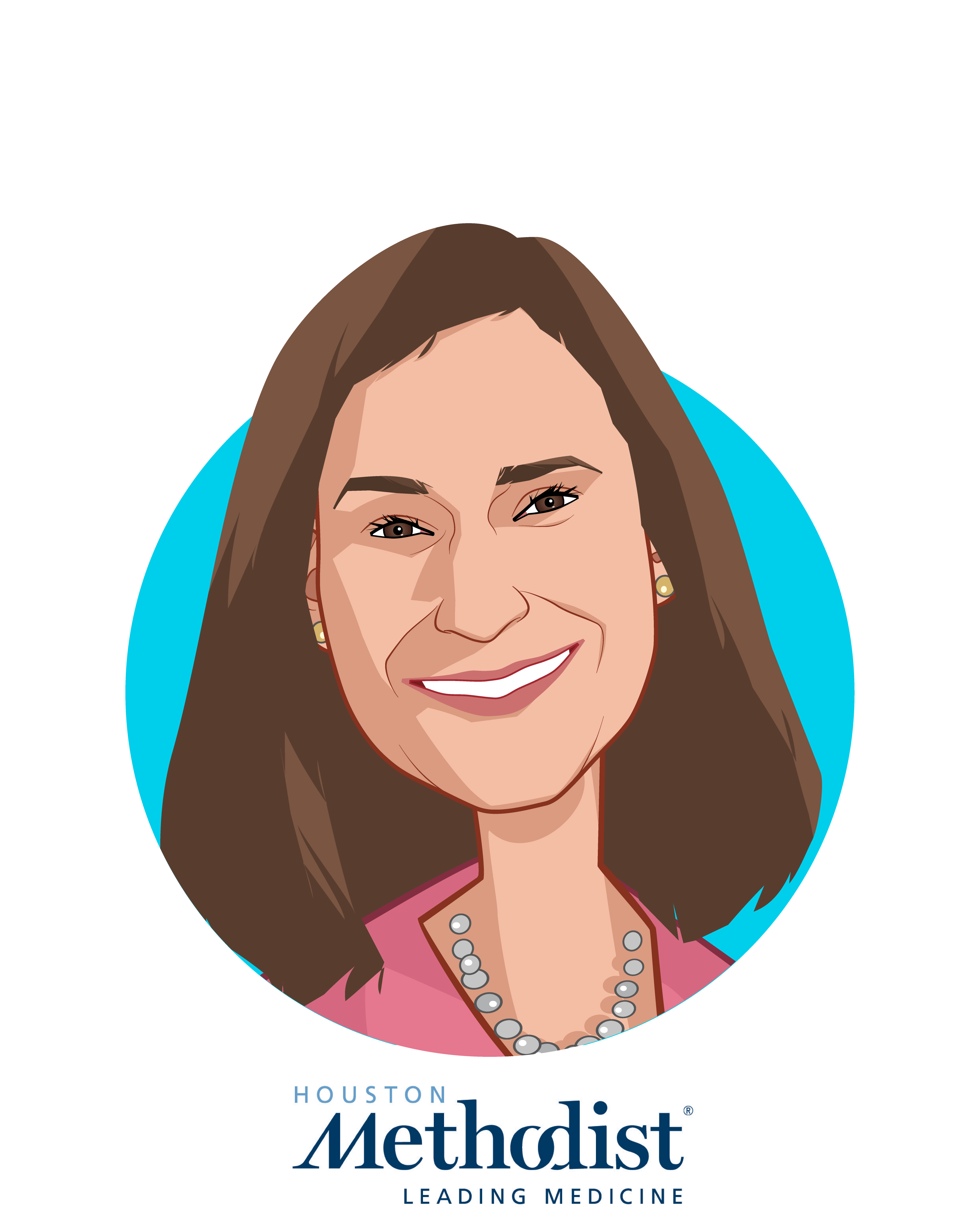 Main caricature of Roberta L. Schwartz, who is speaking at HLTH and is Executive Vice President/Chief Innovation Officer at Houston Methodist Hospital